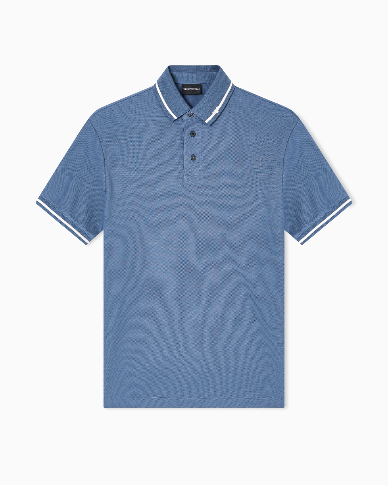 Polo en piqué avec bords et broderie micro-aigle Diapositive 0