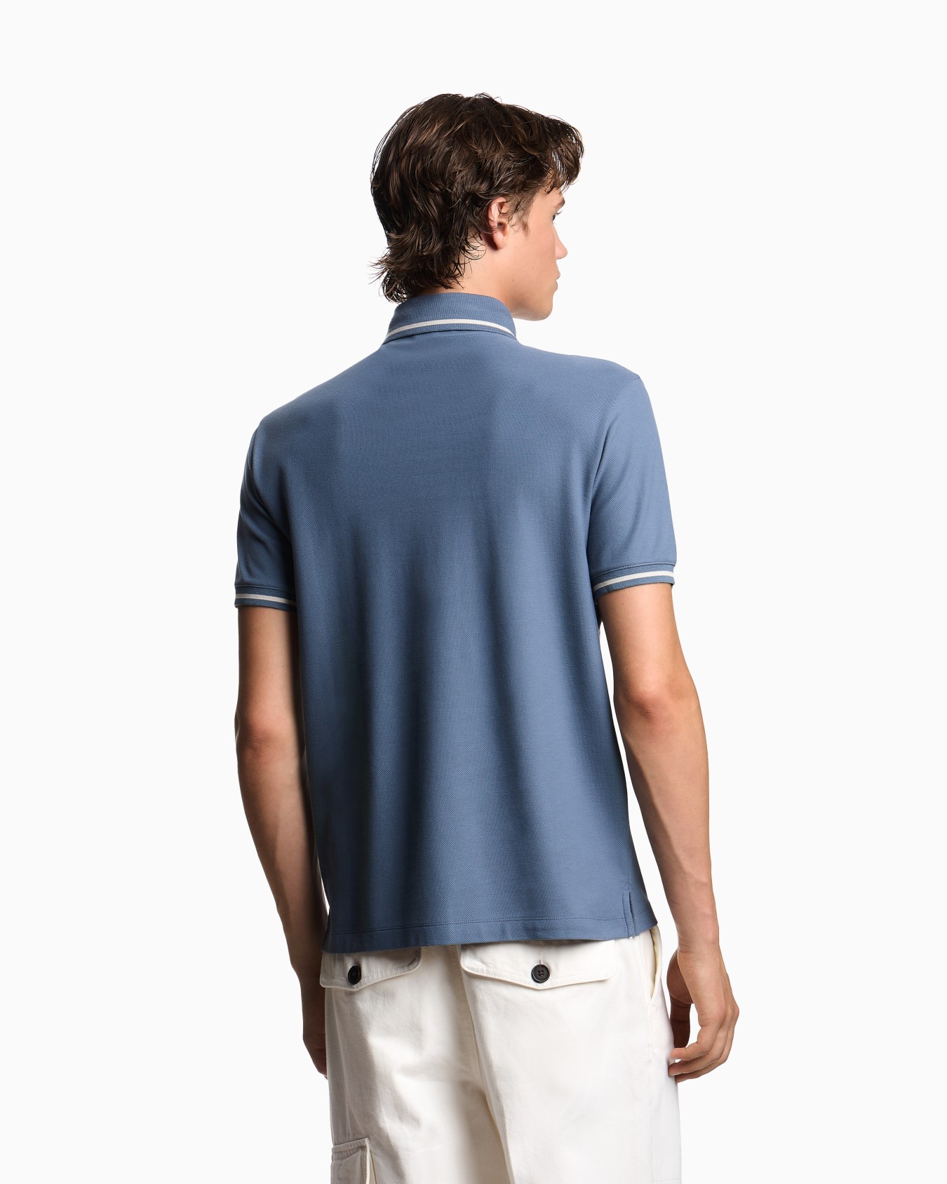 Polo en piqué avec bords et broderie micro-aigle Diapositive 2