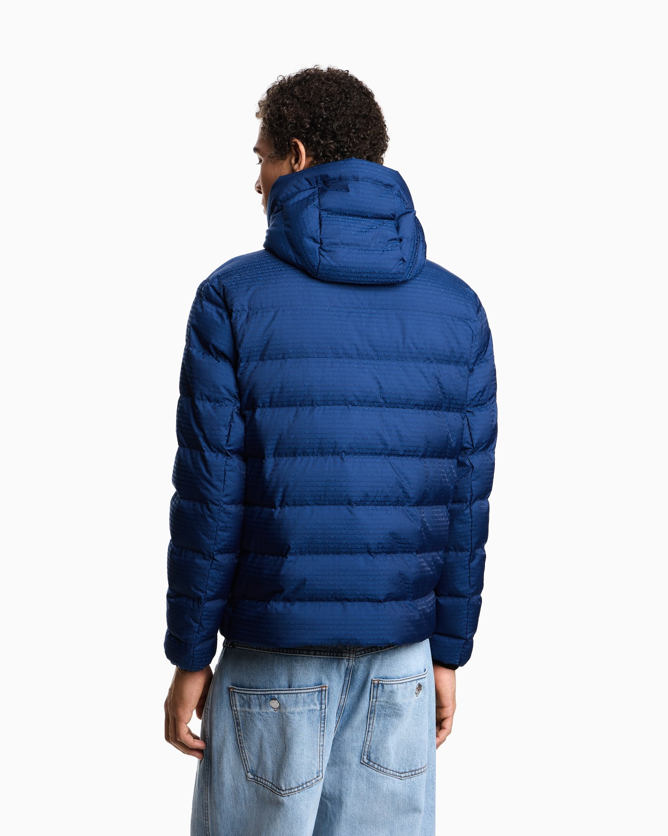 Gesteppte Daunenjacke aus Nylon mit Kapuze und Schriftzug aus Jacquard-Stoff Folie 3