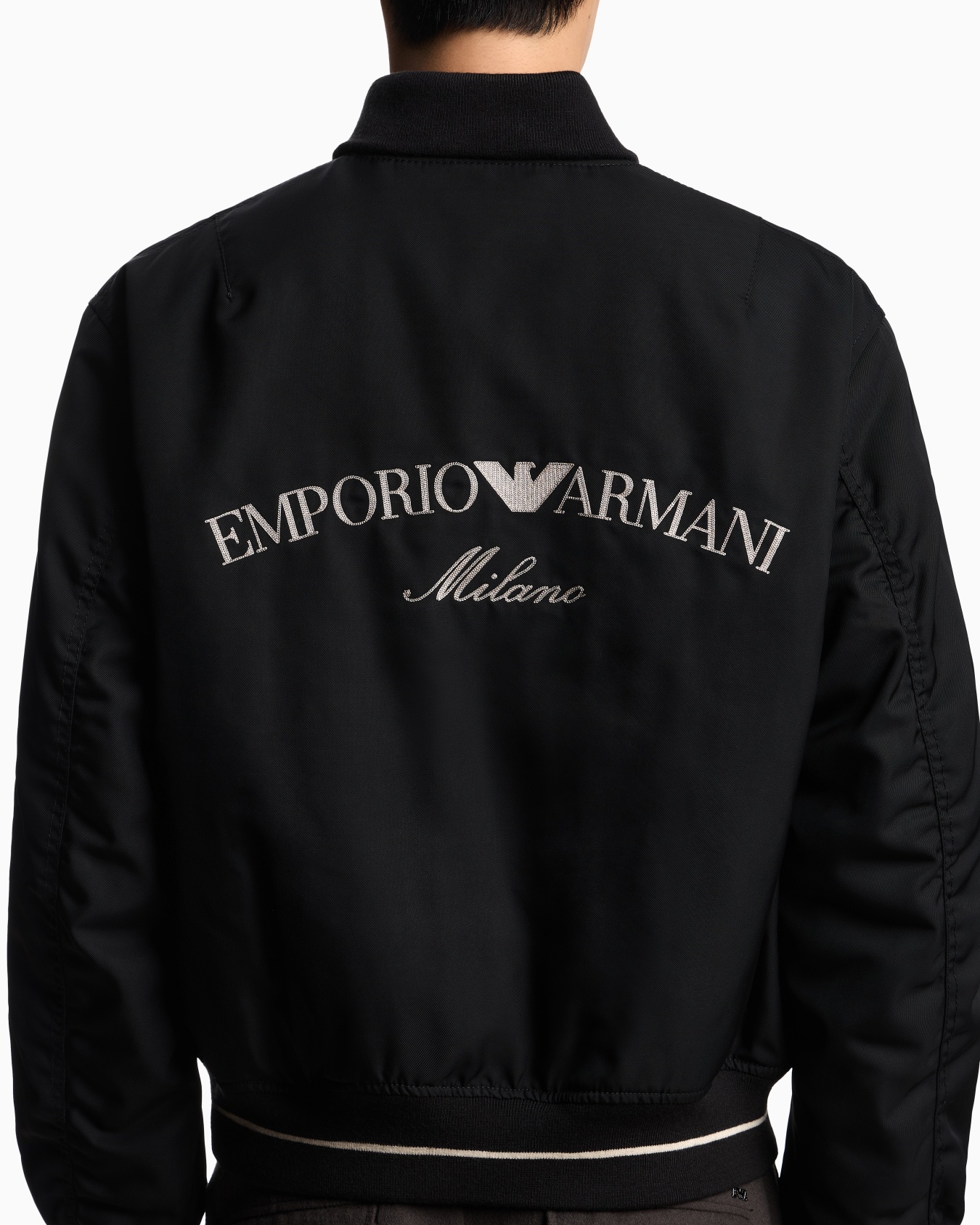 Nylon bomber with logo embroidery Slide 5