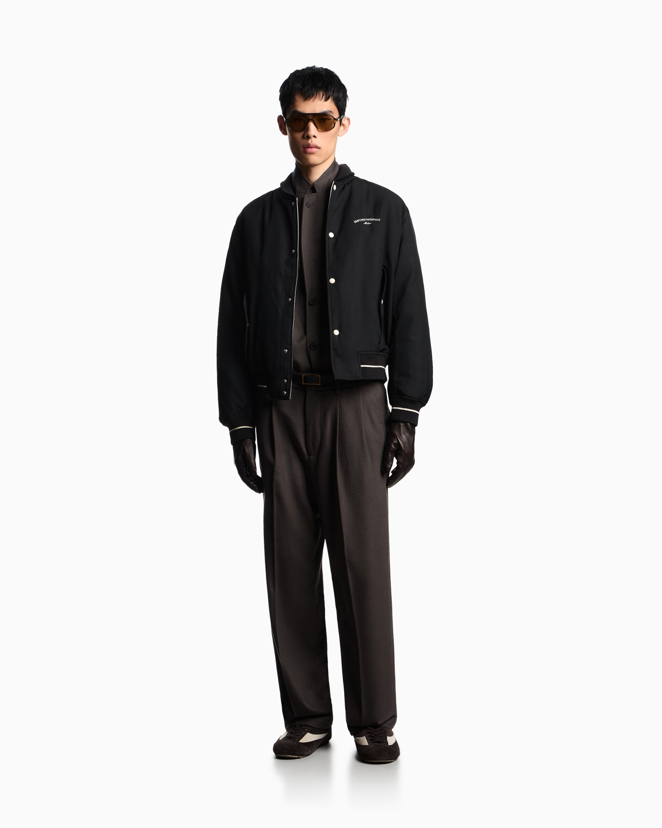 Nylon bomber with logo embroidery Slide 2