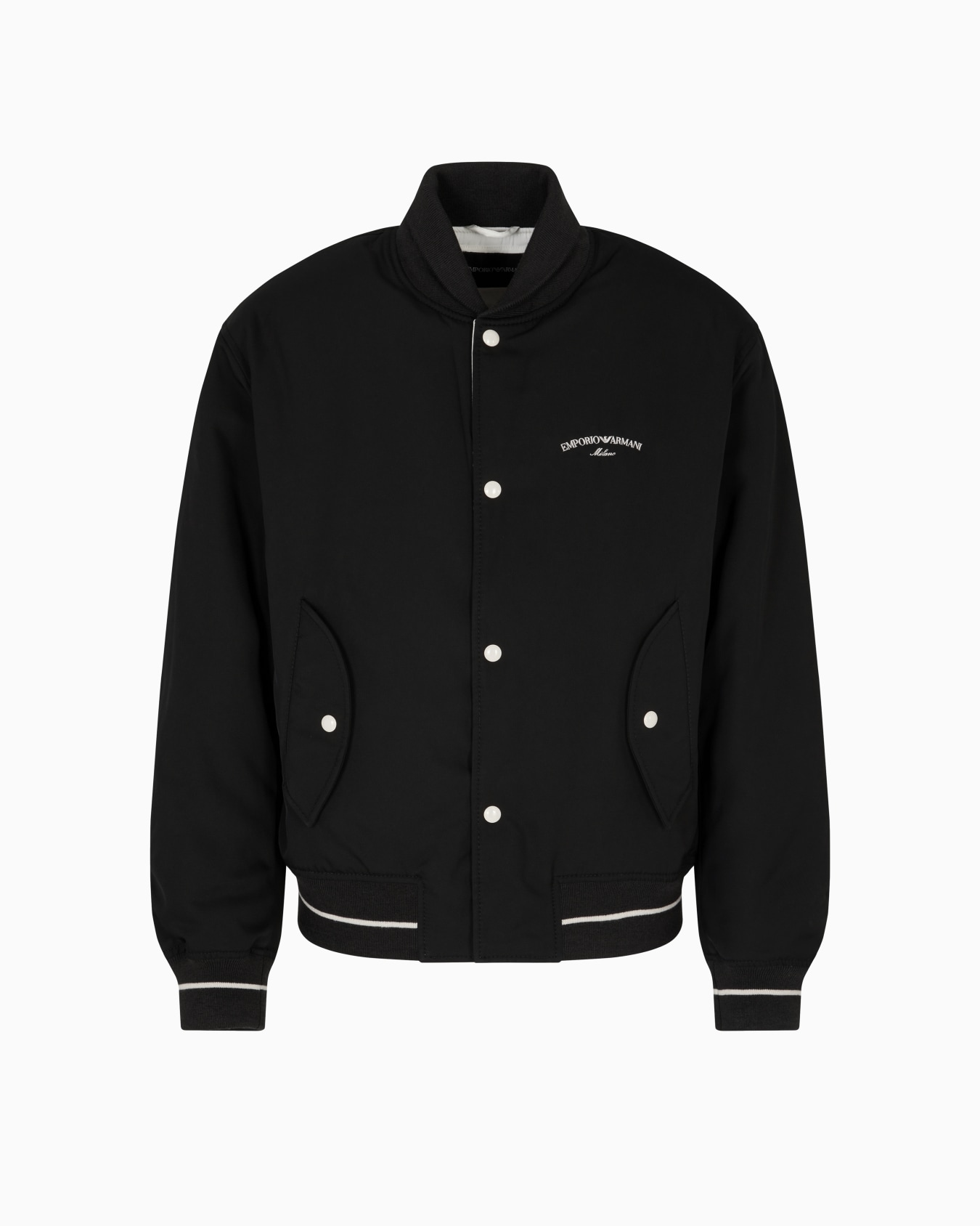 Nylon bomber with logo embroidery Slide 0