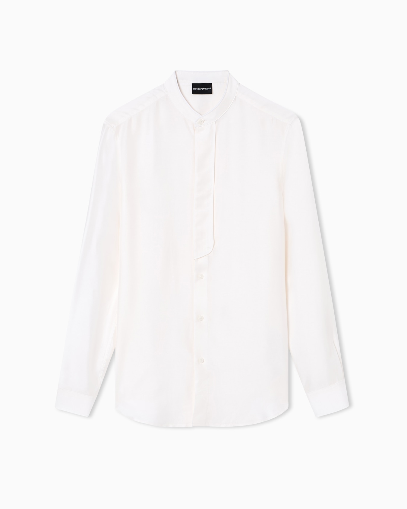 Camisa con cuello de tira en mezcla de modal y seda Diapositiva 0