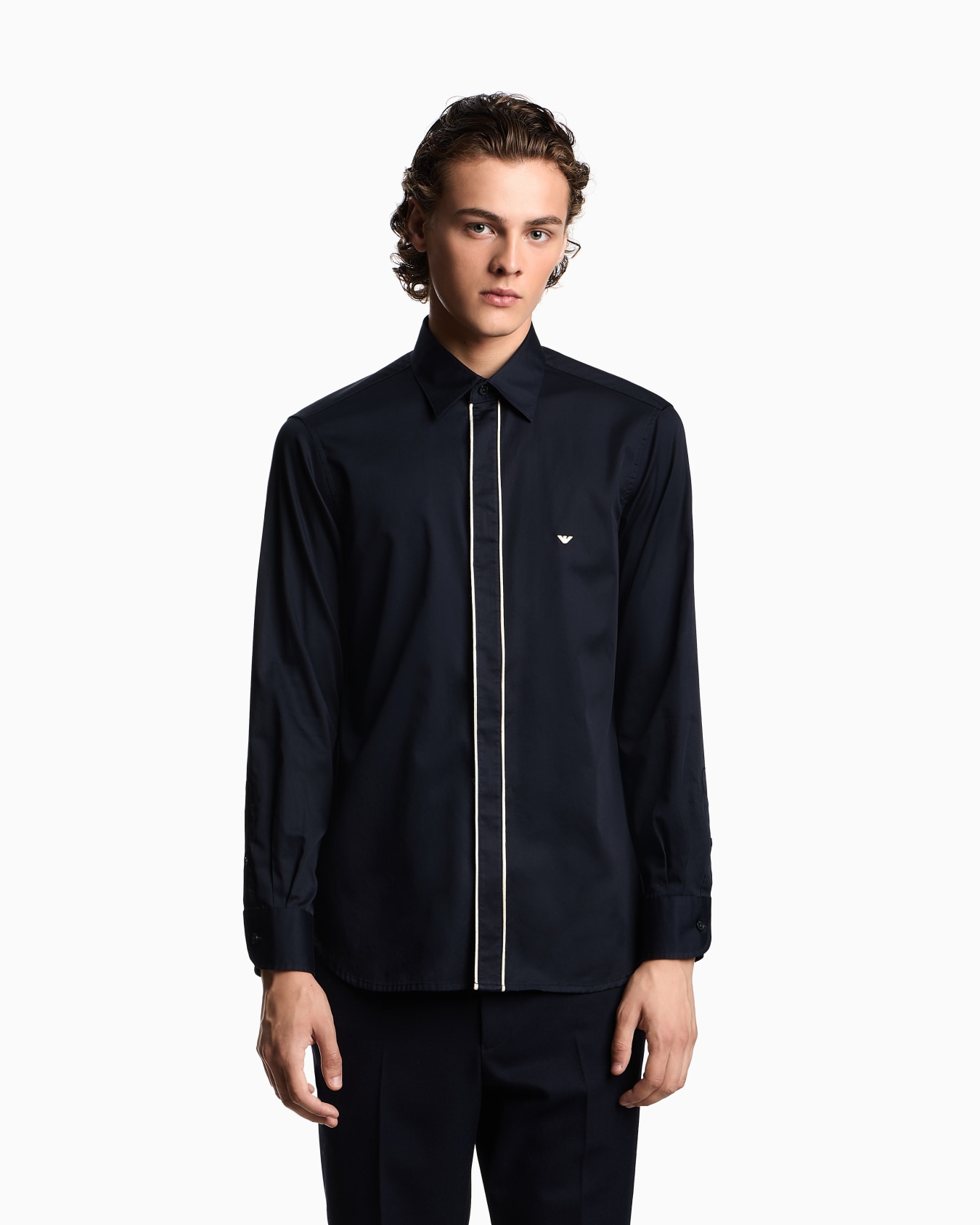 Pima cotton shirt with piping Slide 3