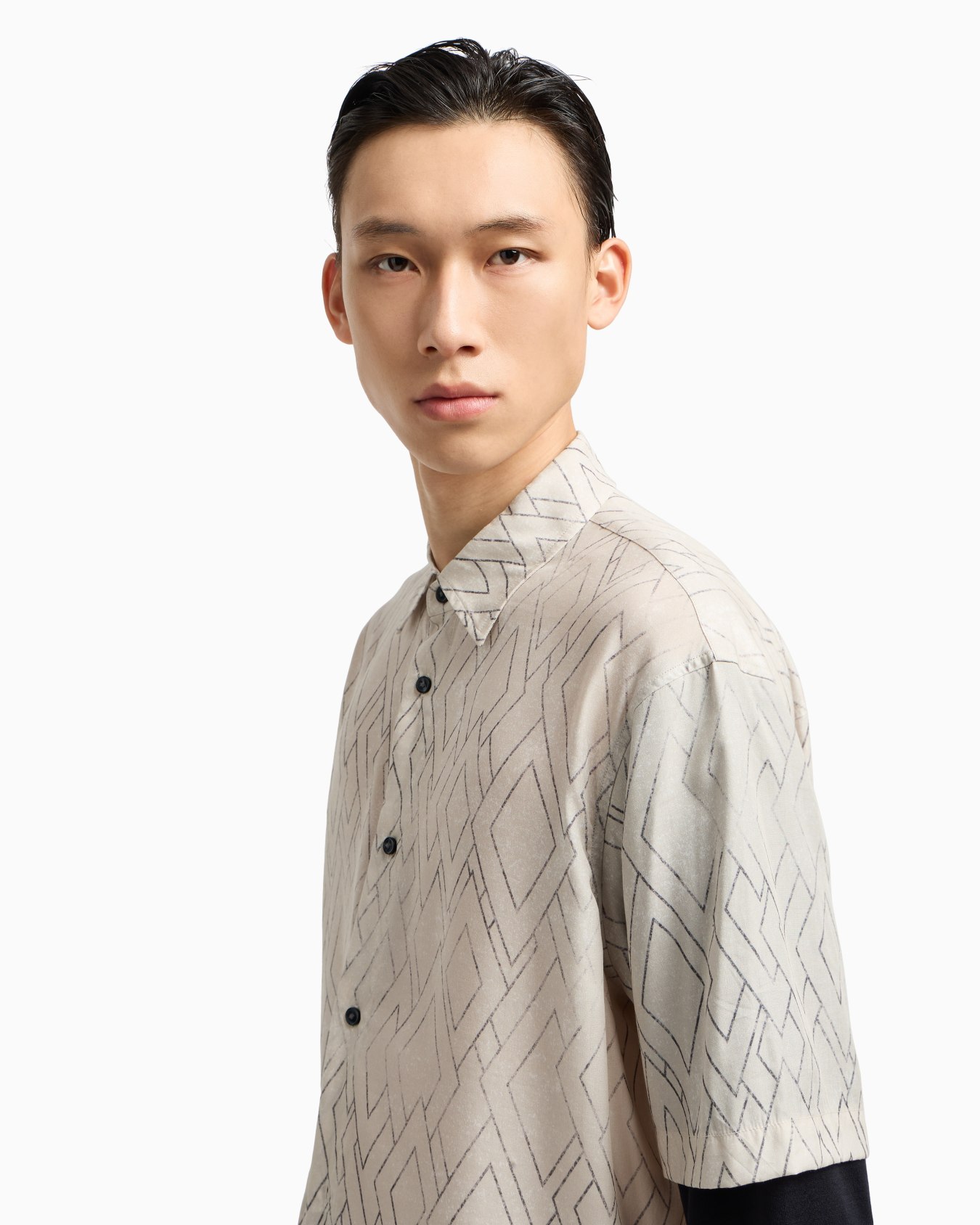 ASV comfort-fit printed Lyocell-blend shirt with a two-piece effect Slide 5