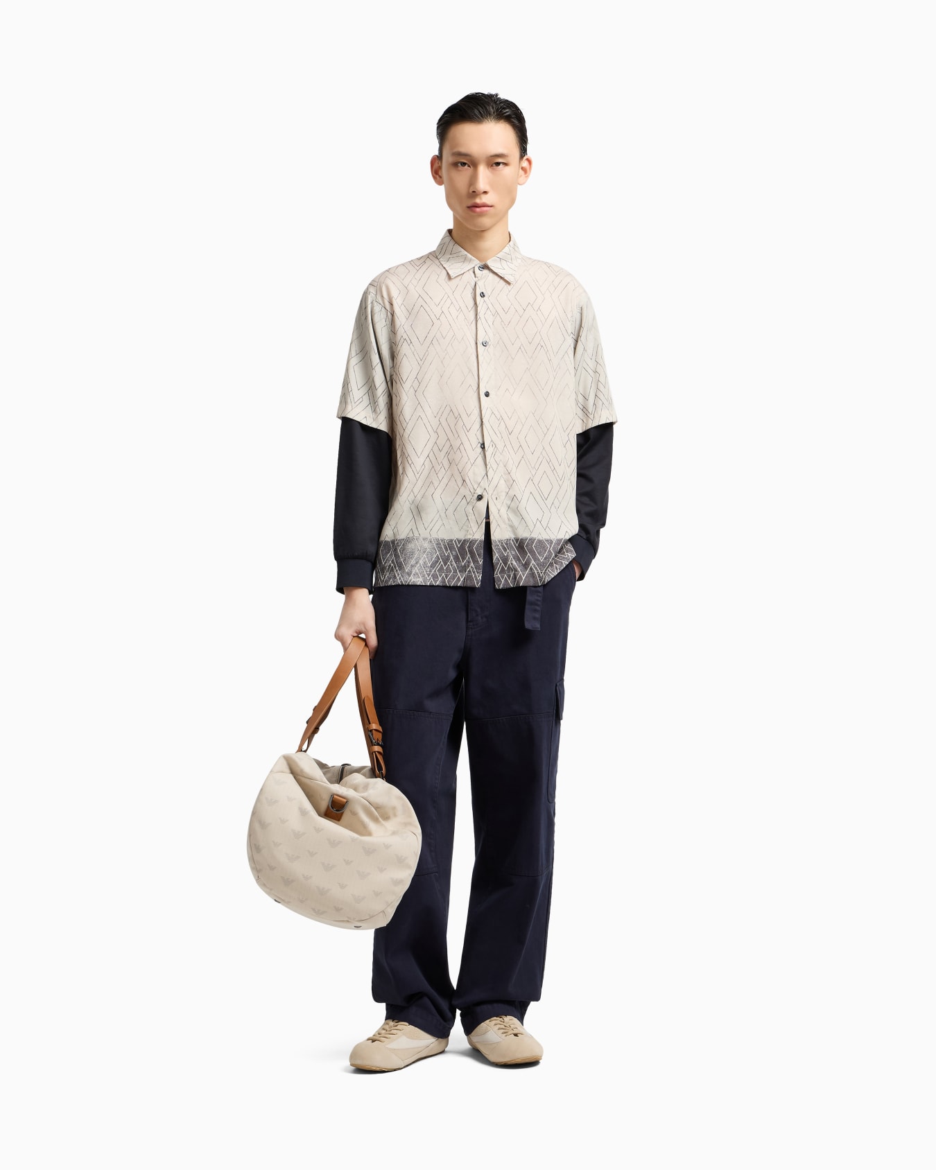 ASV comfort-fit printed Lyocell-blend shirt with a two-piece effect Slide 2