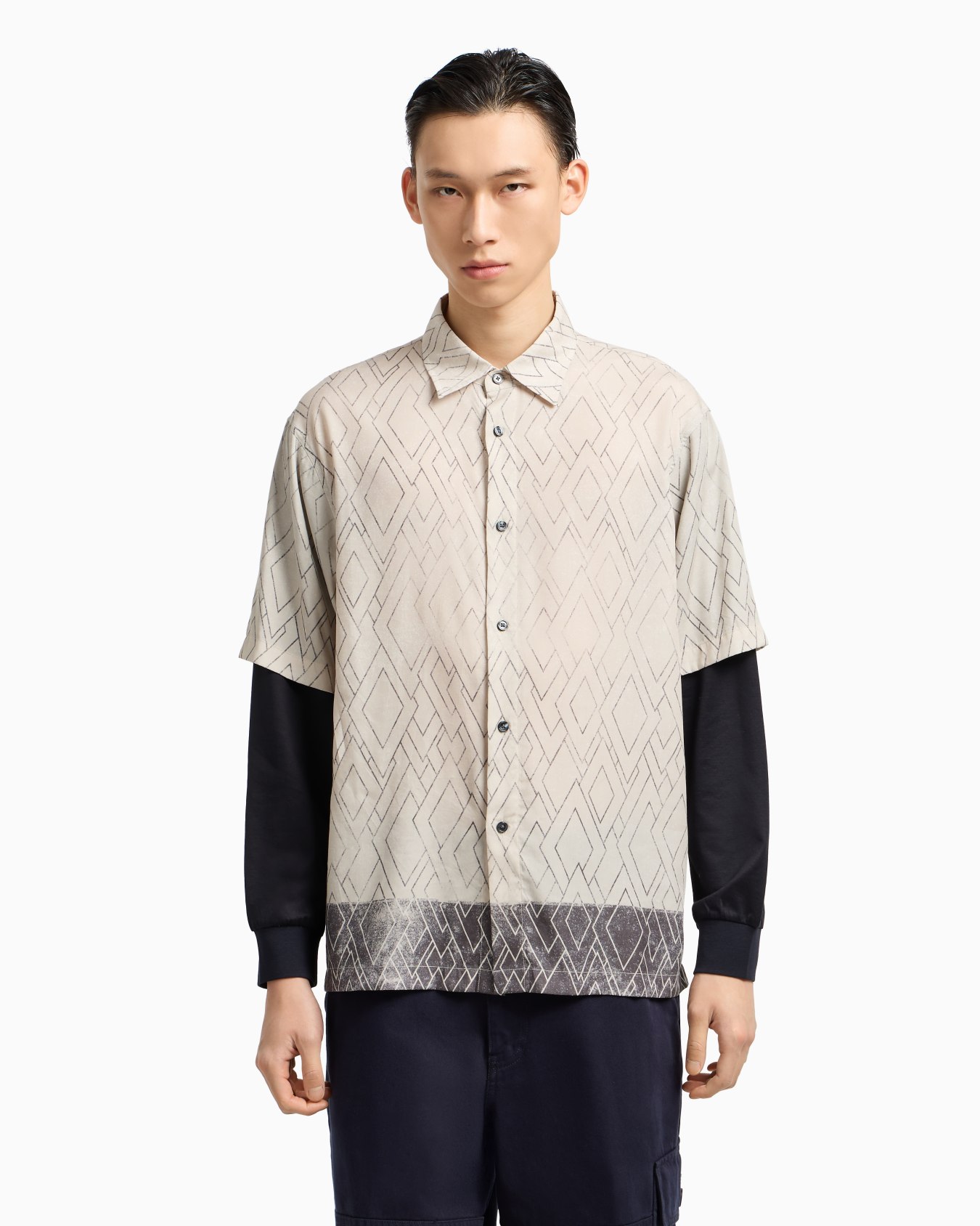 ASV comfort-fit printed Lyocell-blend shirt with a two-piece effect Slide 4