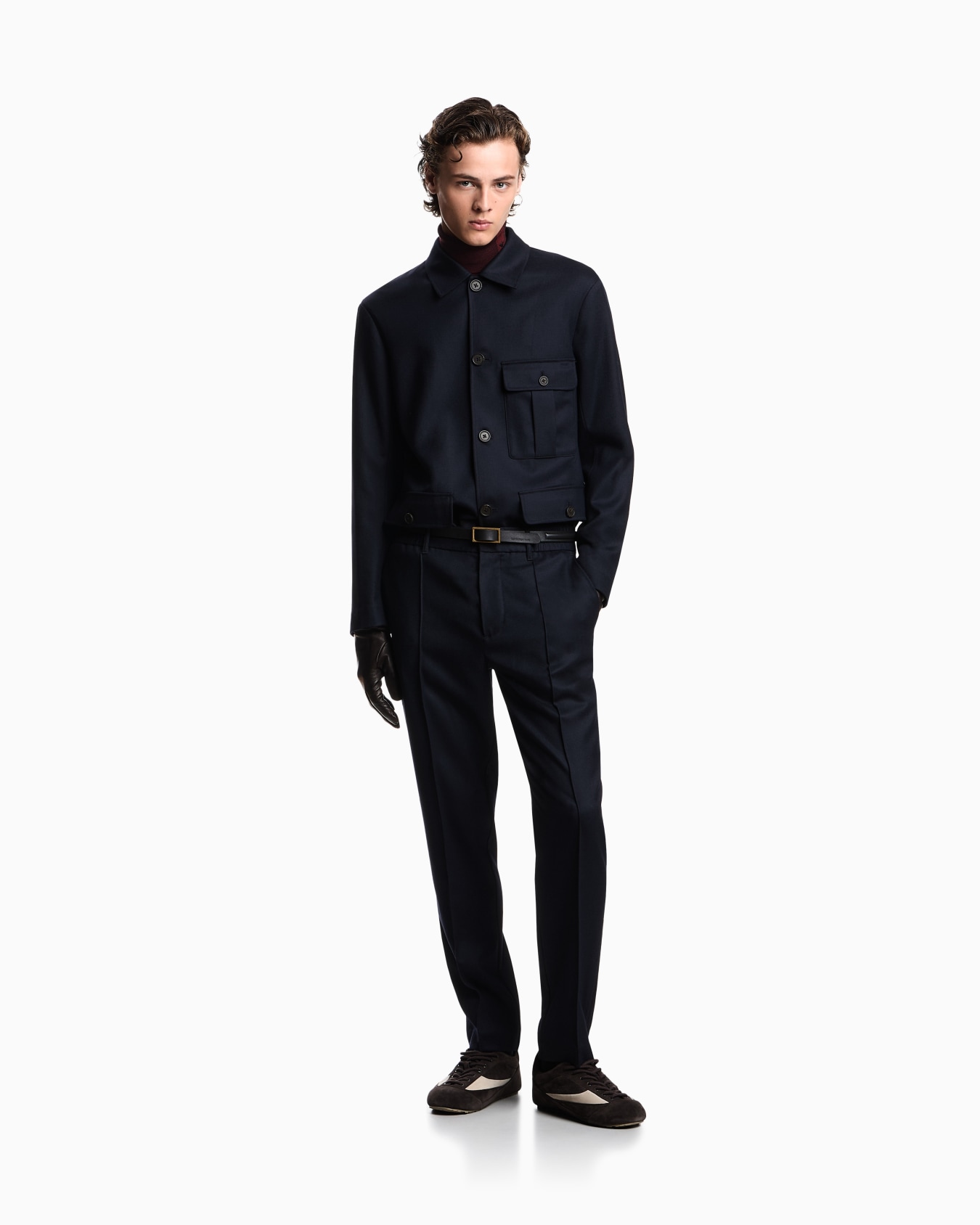 Veste chemise en sergé stretch de laine vierge Diapositive 1