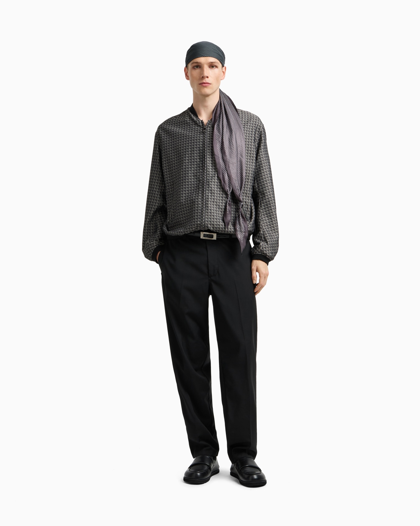 Blouson in nylon jacquard motivo aquile reiterate Slide 1