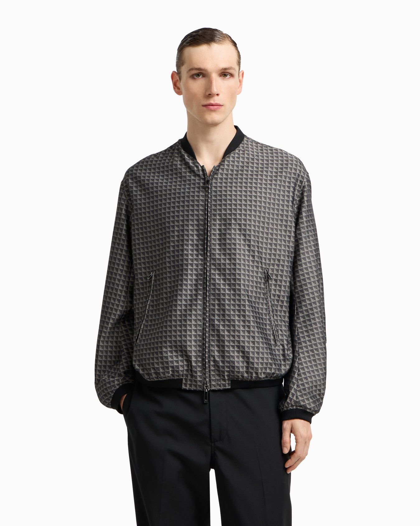 Blouson in nylon jacquard motivo aquile reiterate Slide 3