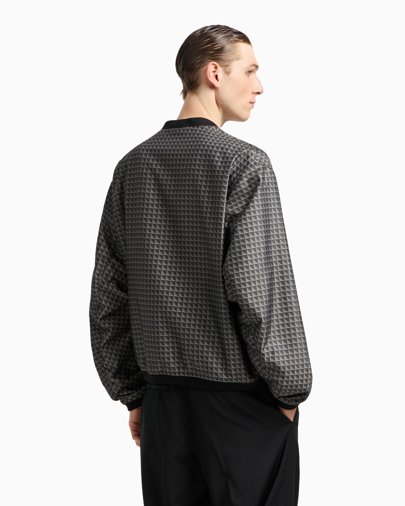 Blouson in nylon jacquard motivo aquile reiterate Slide 2