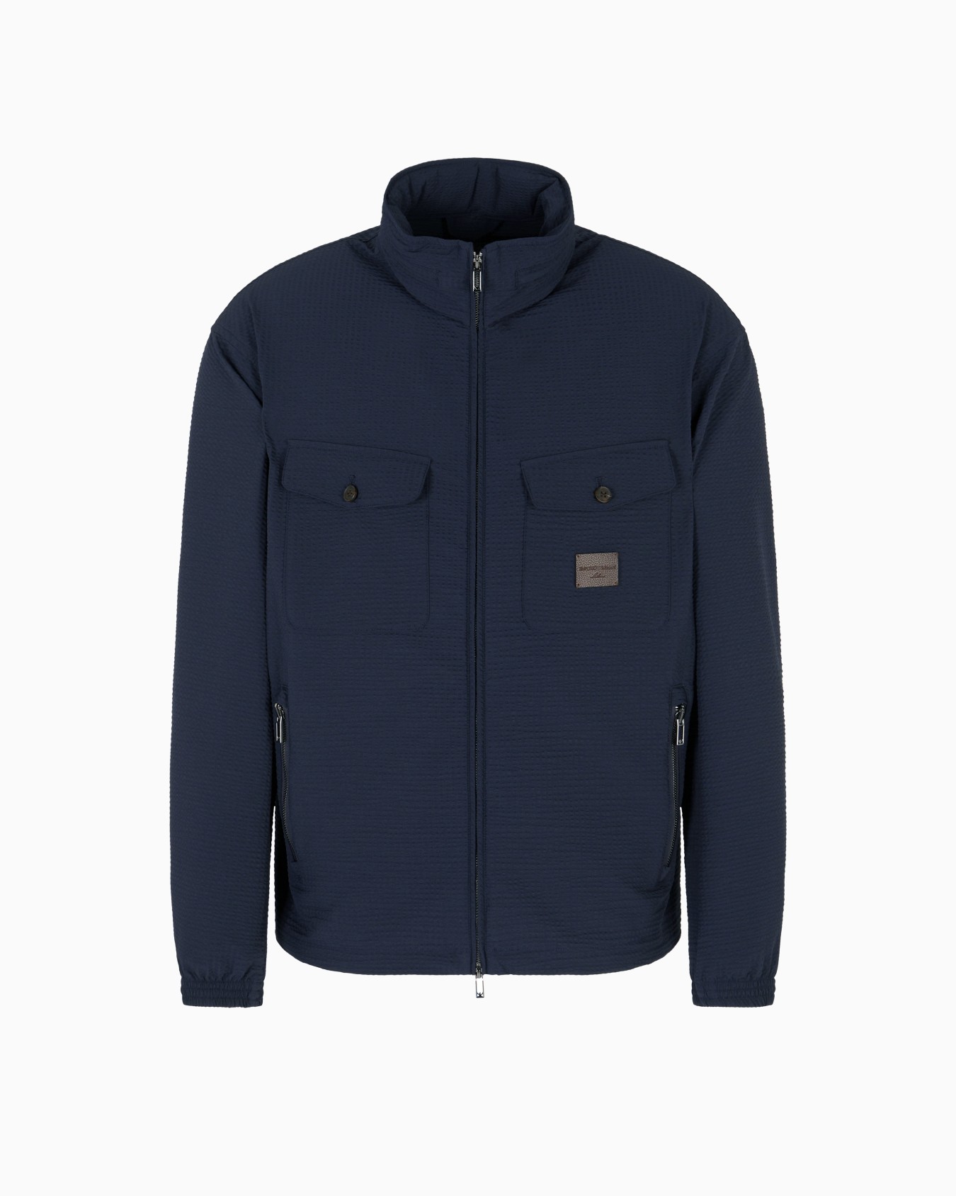 Blouson entièrement zippé en nylon seersucker Diapositive 0