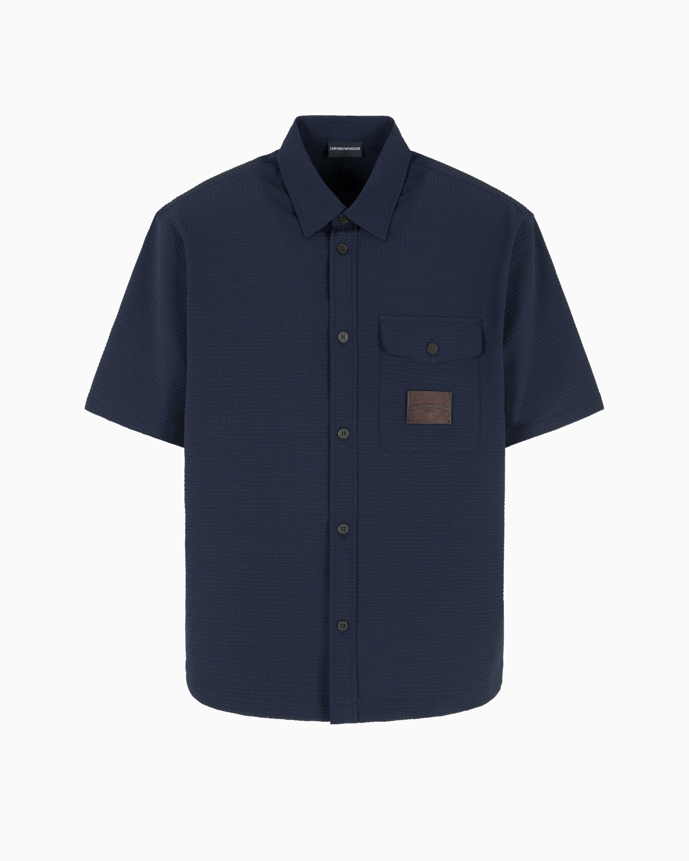 Short-sleeved oversized shirt in nylon seersucker Slide 0