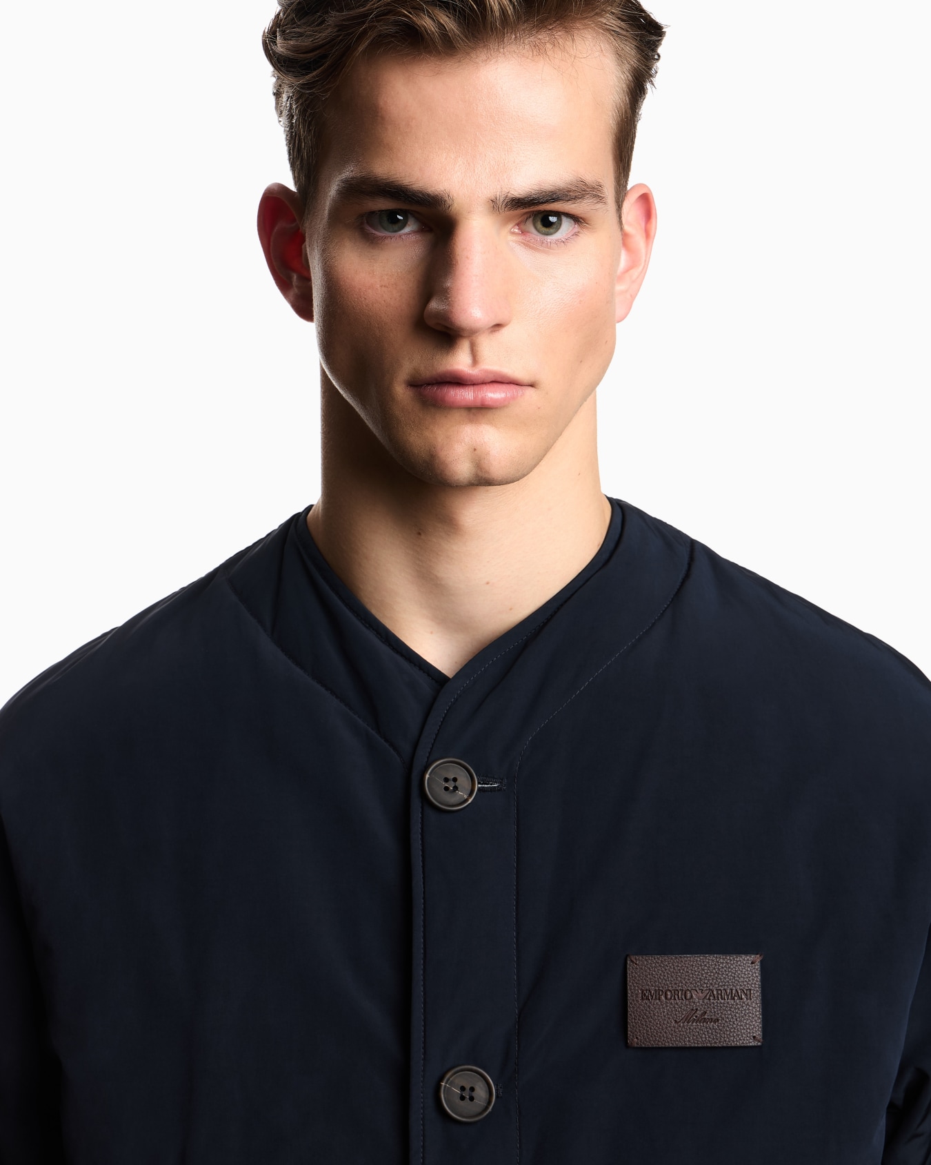 Memory nylon bomber-style down jacket Slide 4