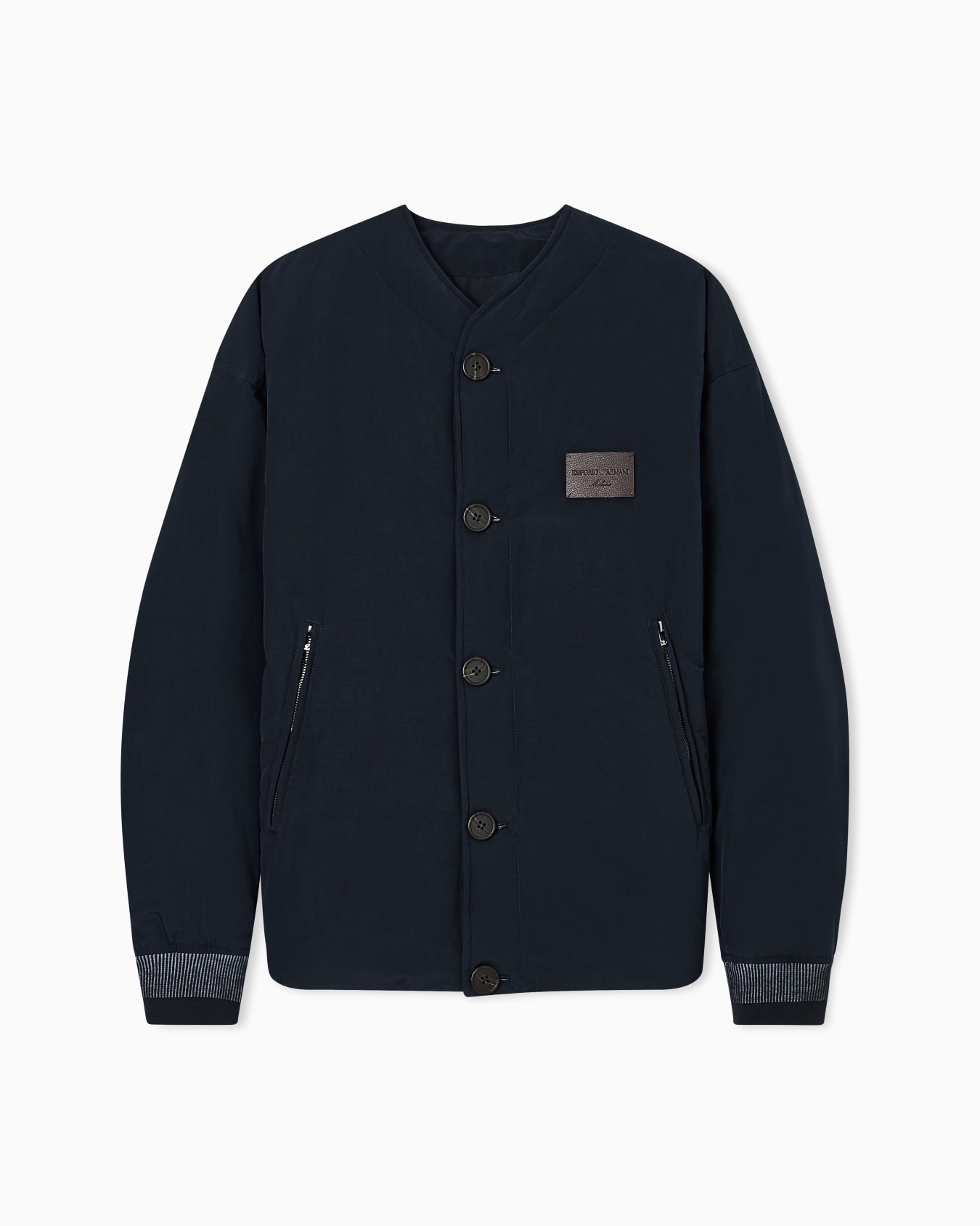 Memory nylon bomber-style down jacket Slide 0