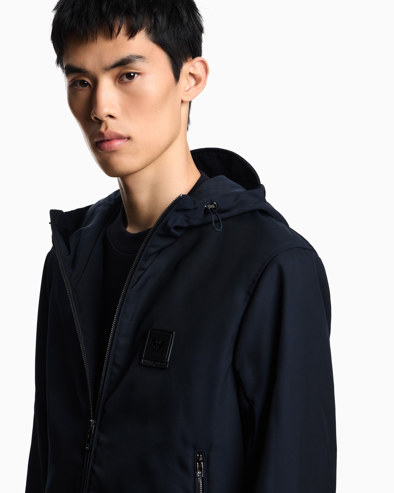 Nylon jacket with hood and visor Slide 5