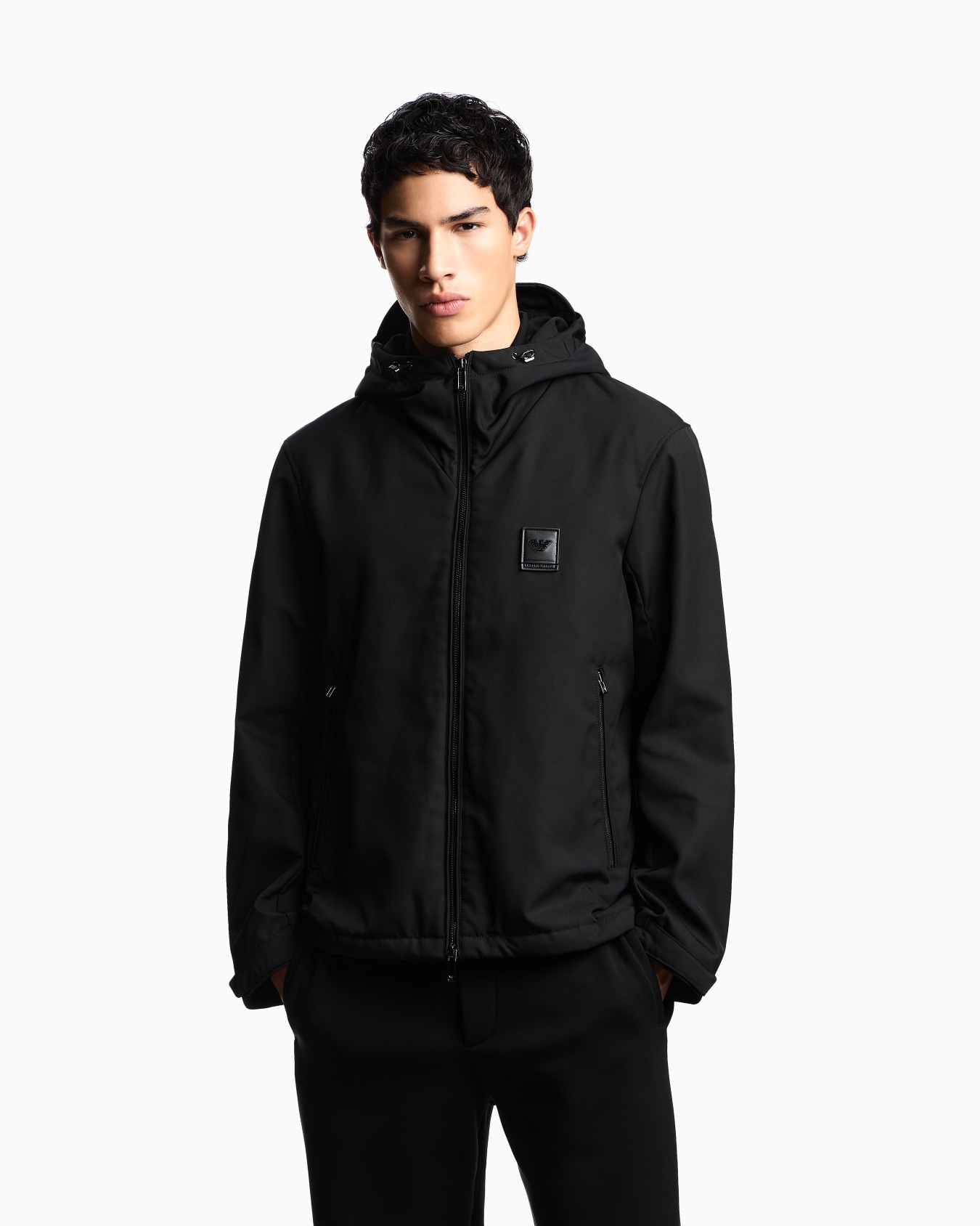 Nylon jacket with hood and visor Slide 3