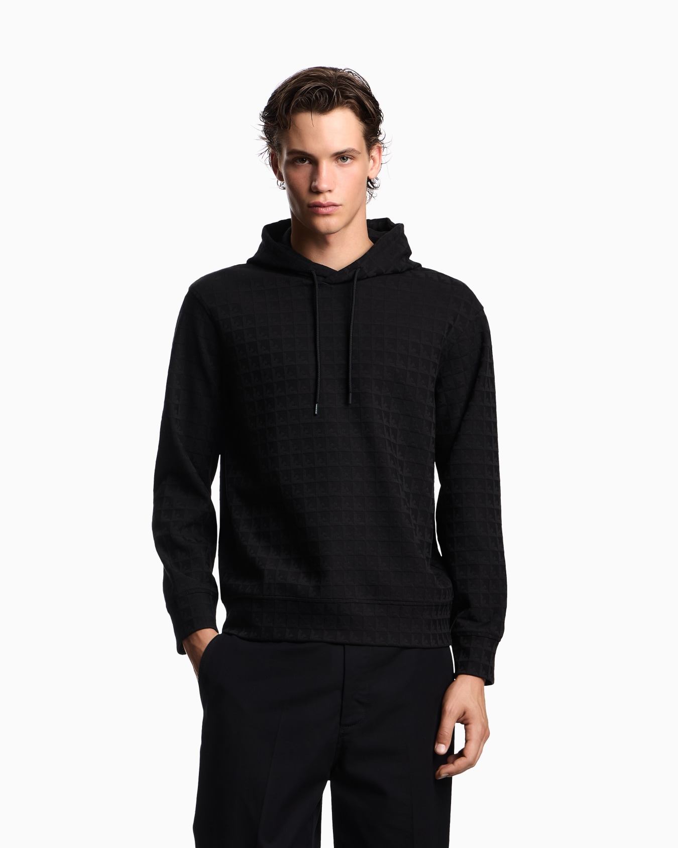 ASV Lyocell-blend jacquard jersey hooded sweatshirt with repeated eagle motif Slide 3