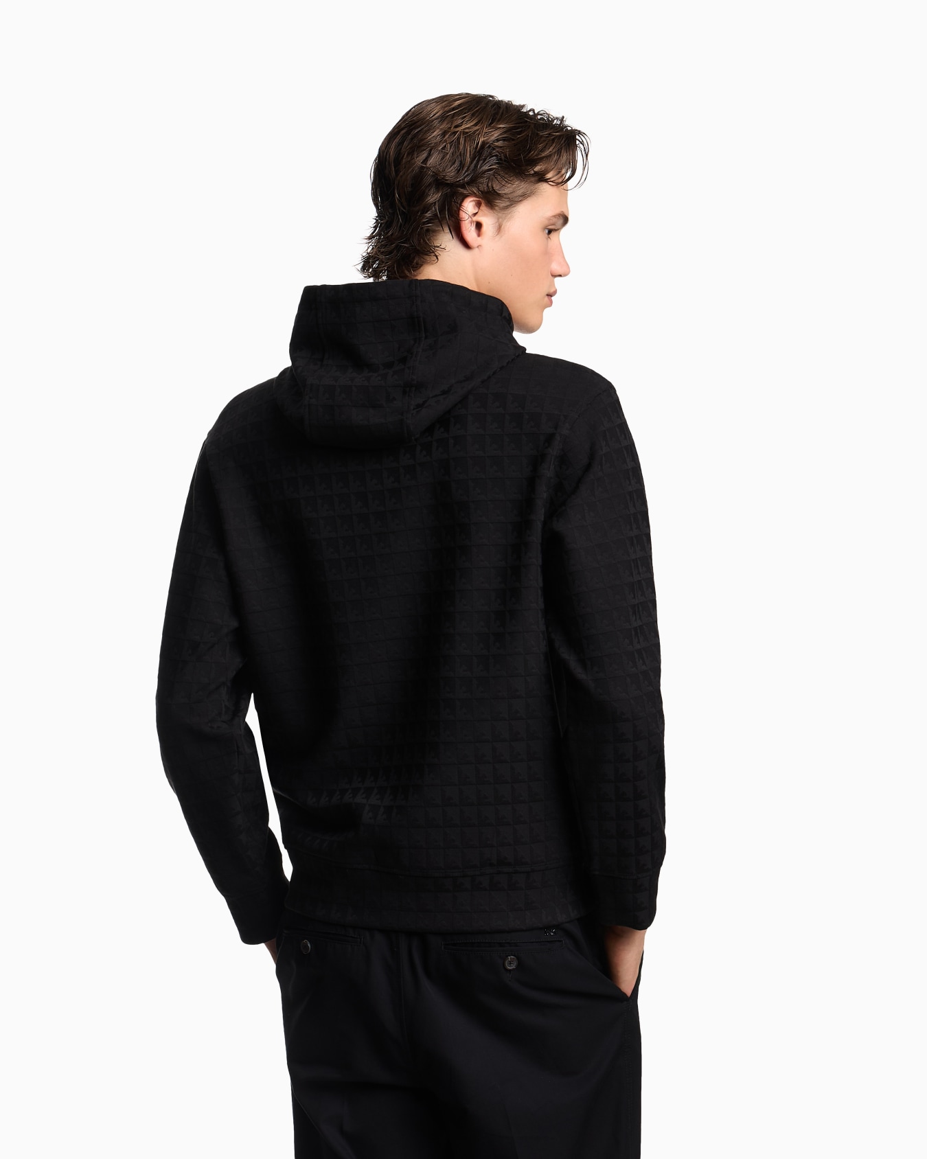 ASV Lyocell-blend jacquard jersey hooded sweatshirt with repeated eagle motif Slide 2