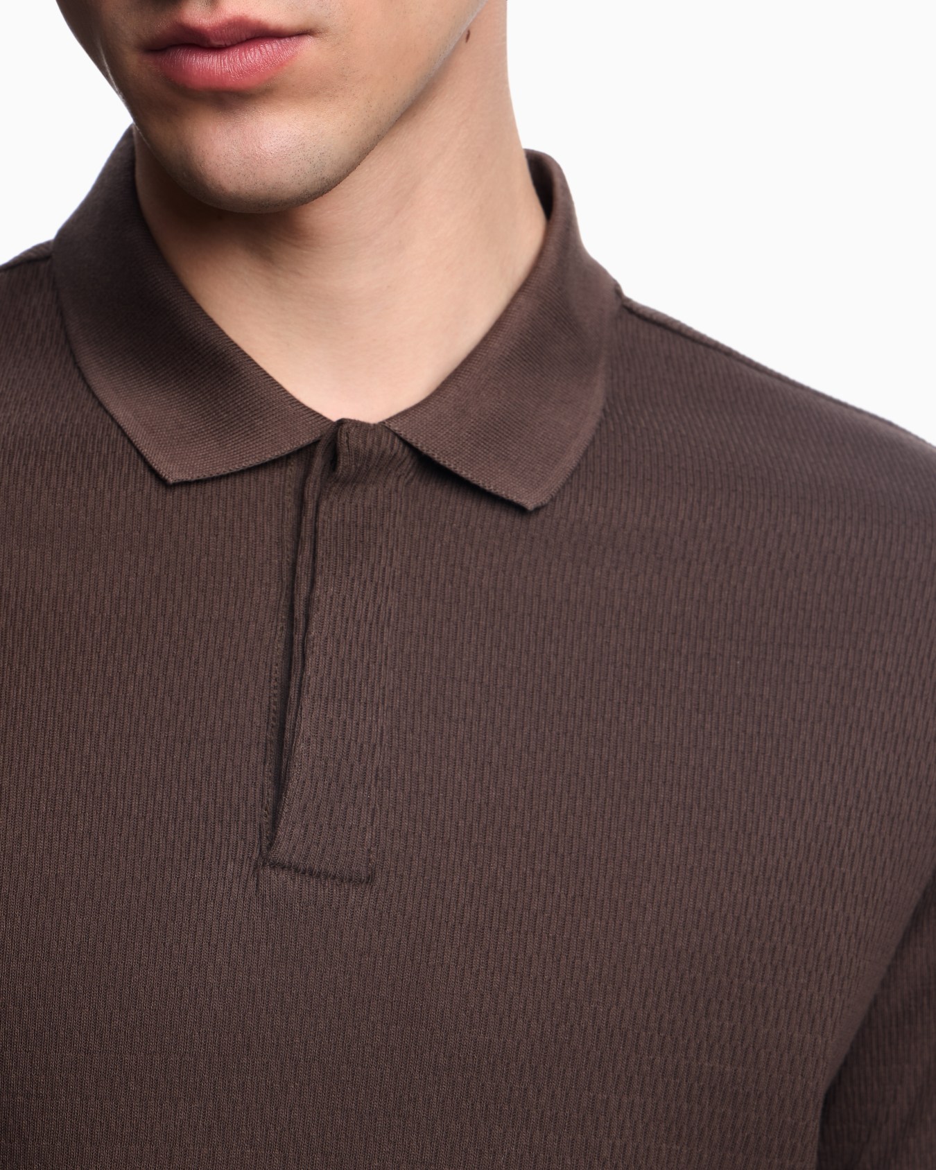 Polo en jersey jacquard avec motif vertical Diapositive 4
