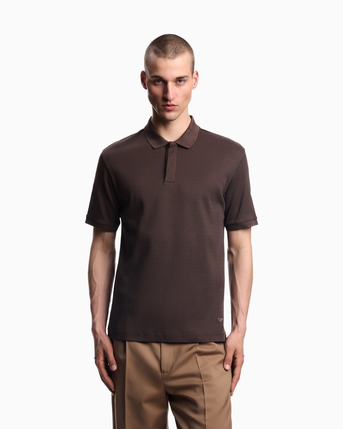 Polo en jersey jacquard avec motif vertical Diapositive 3