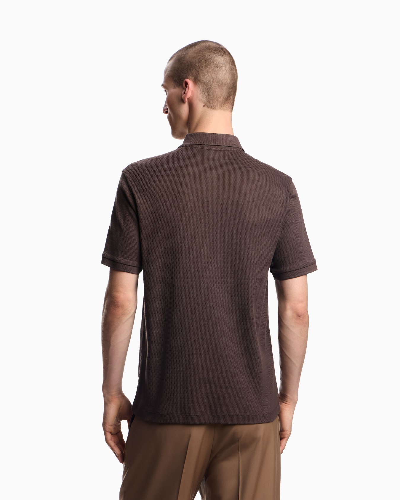 Polo en jersey jacquard avec motif vertical Diapositive 2