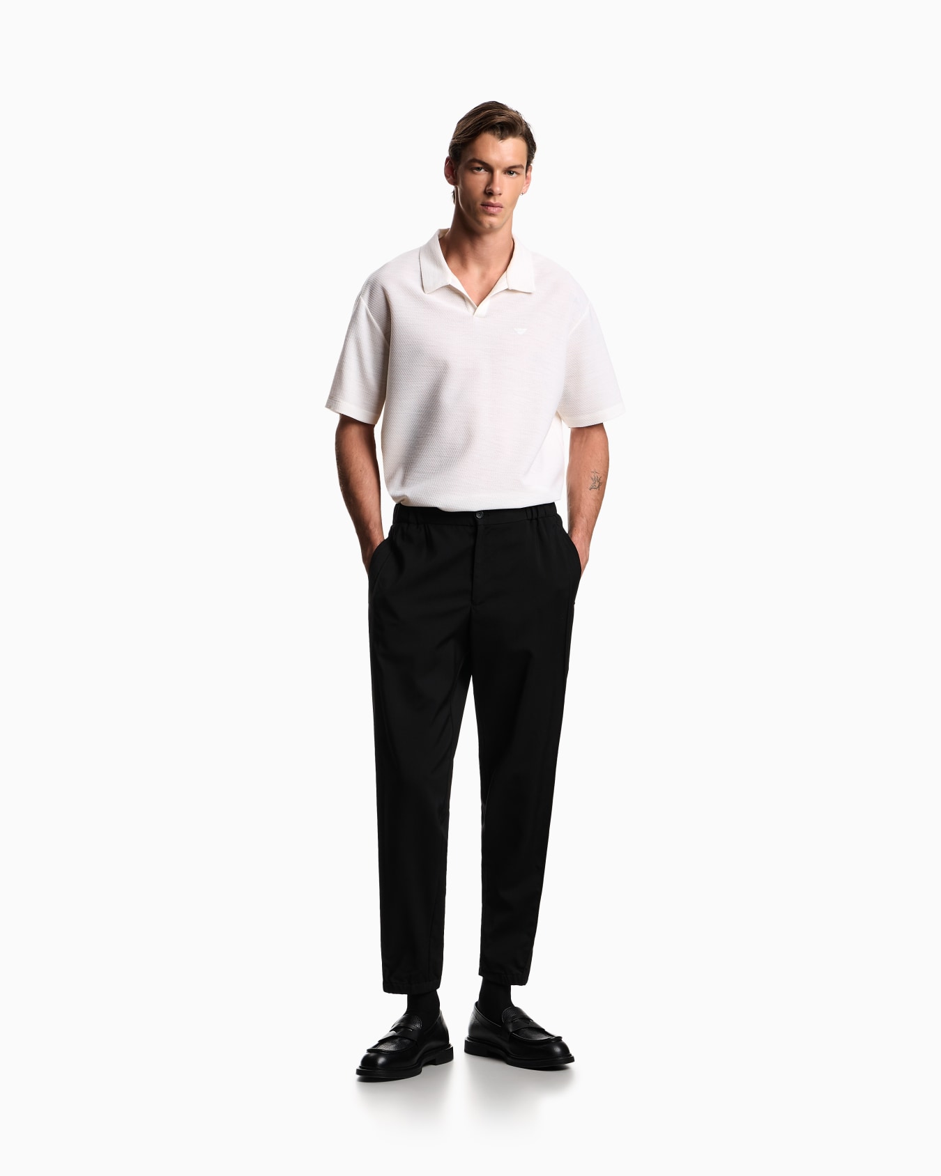 Icon polo shirt in yarn-dyed jacquard jersey Slide 1