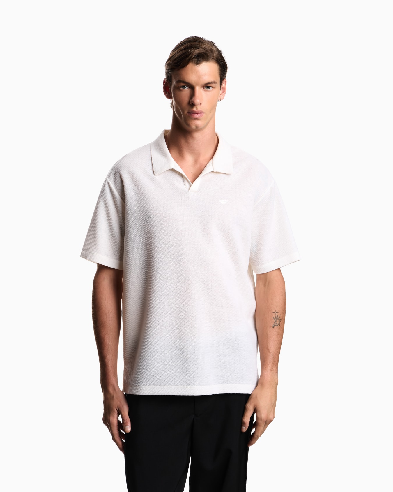 Icon polo shirt in yarn-dyed jacquard jersey Slide 3