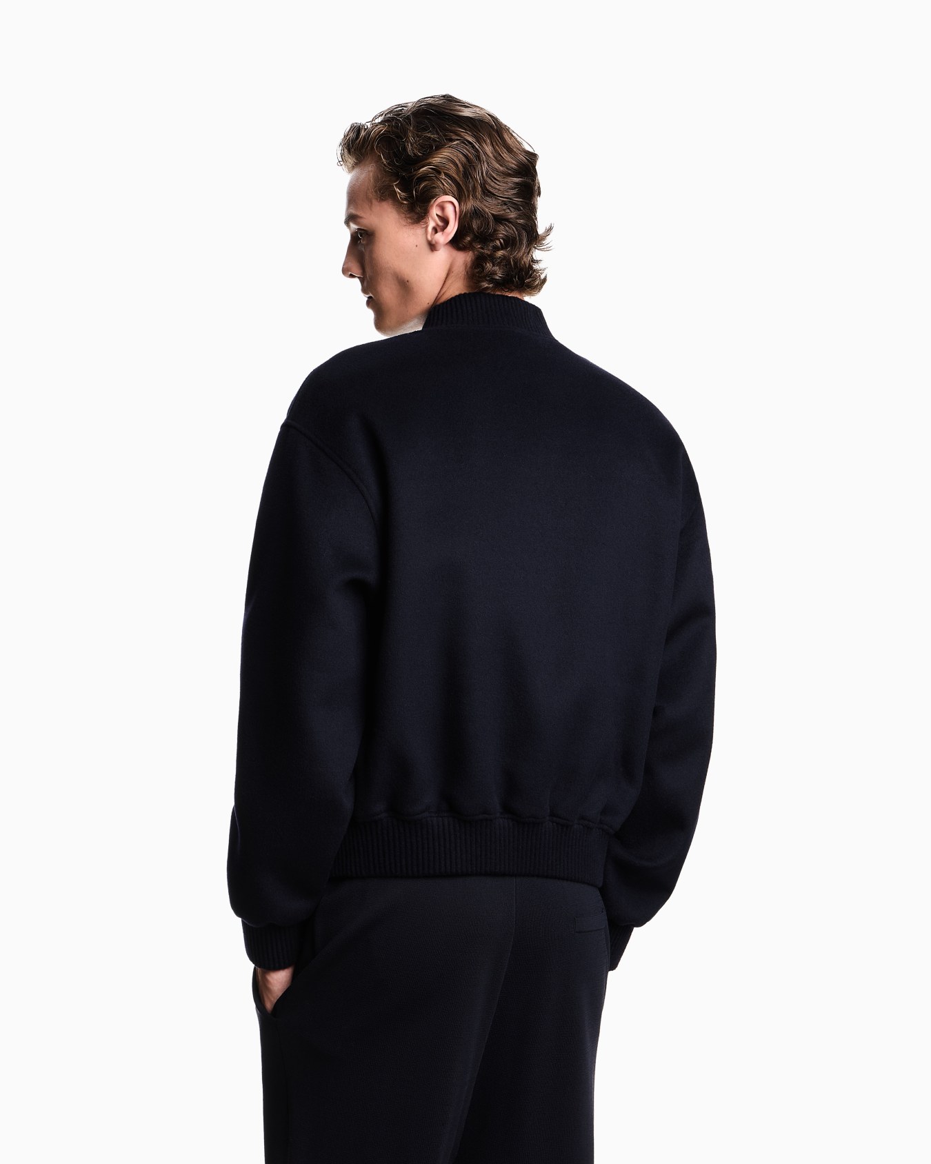 Icon zip-up blouson in virgin wool cloth Slide 2
