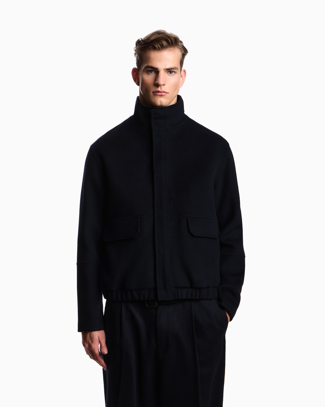 Two-in-one style blouson in virgin wool cloth  Slide 3