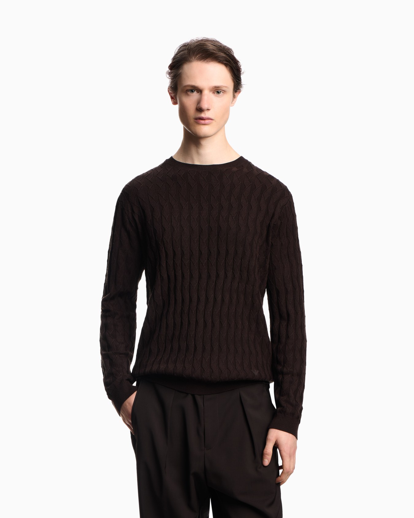 ASV Lyocell-blend jumper in an embossed, patterned stitch Slide 3