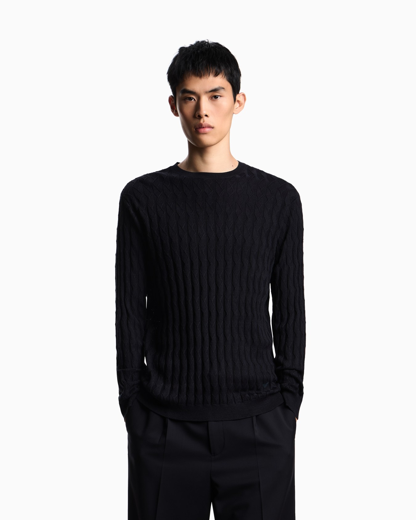 ASV Lyocell-blend jumper in an embossed, patterned stitch Slide 4