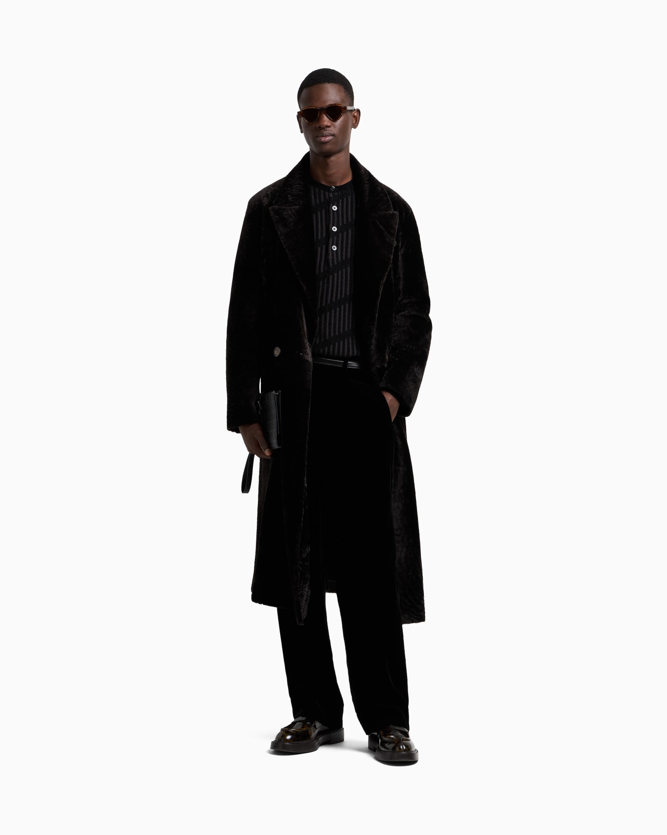 Henley collar jumper in two-tone jacquard chenille and wool Slide 2