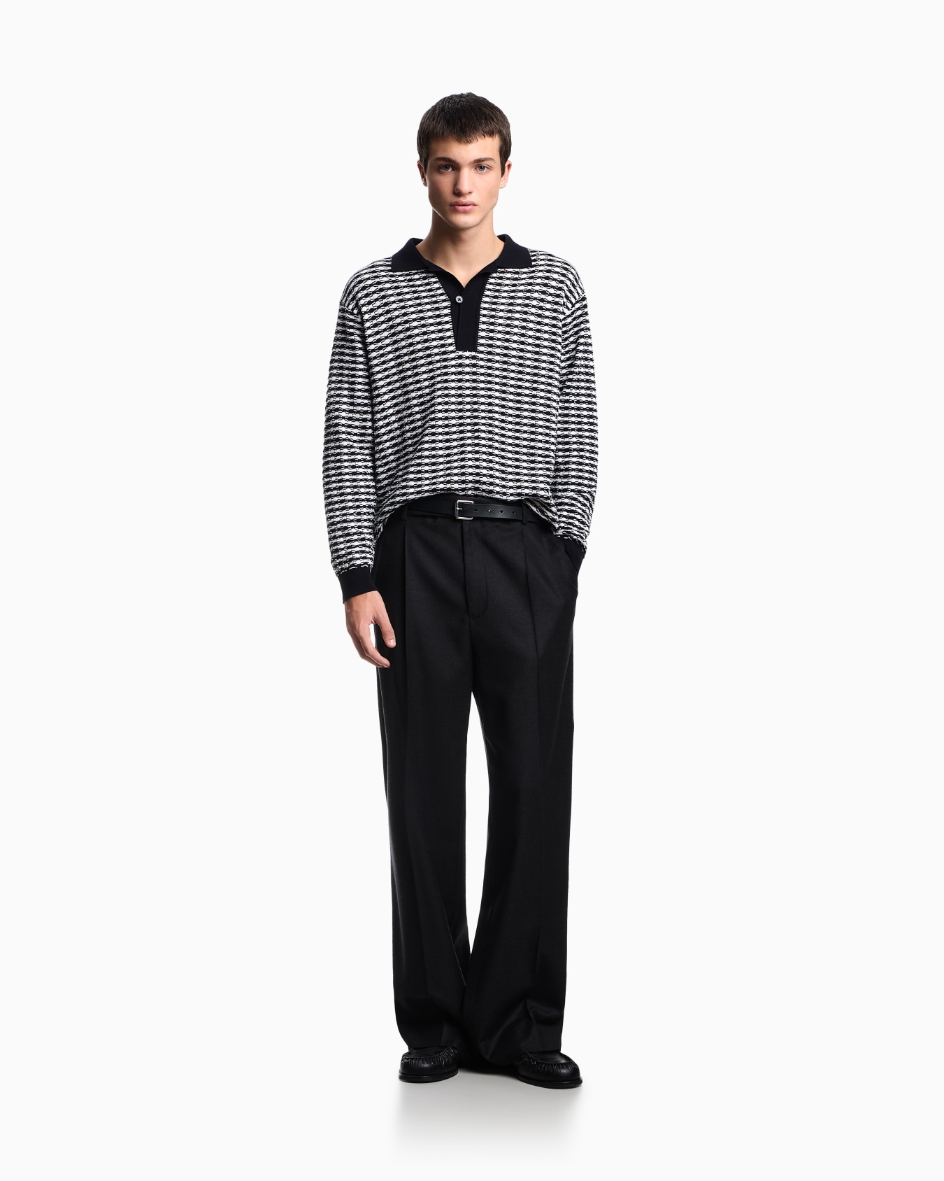Icon Pullover aus Schurwolle mit Polokragen und Prägung Folie 2