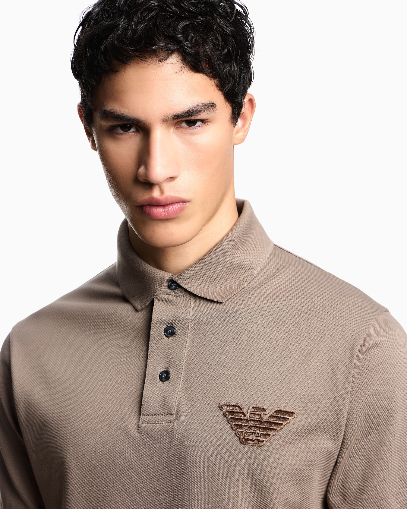 Piqué jersey polo shirt with eagle patch Slide 4
