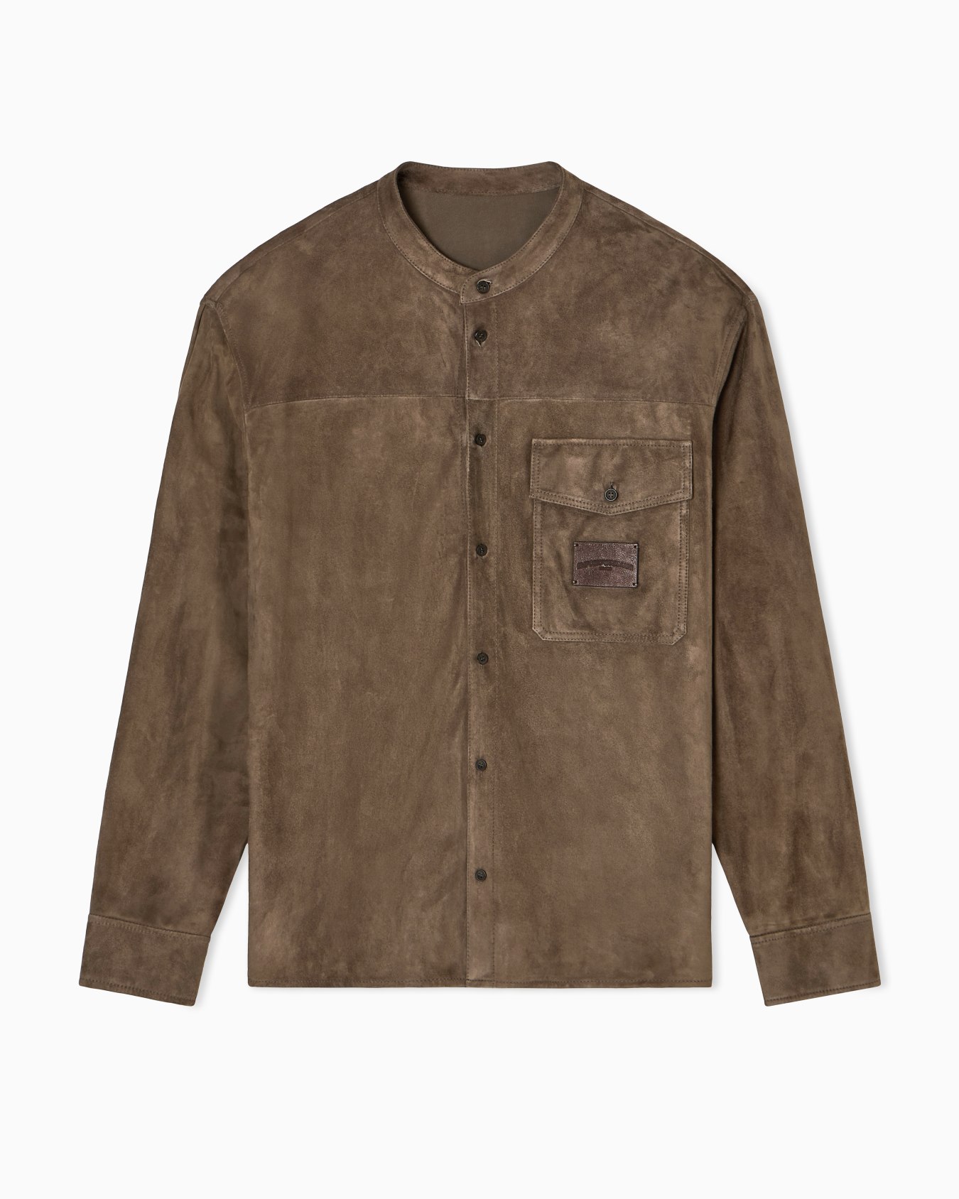 Goat suede shirt jacket with guru collar Slide 0
