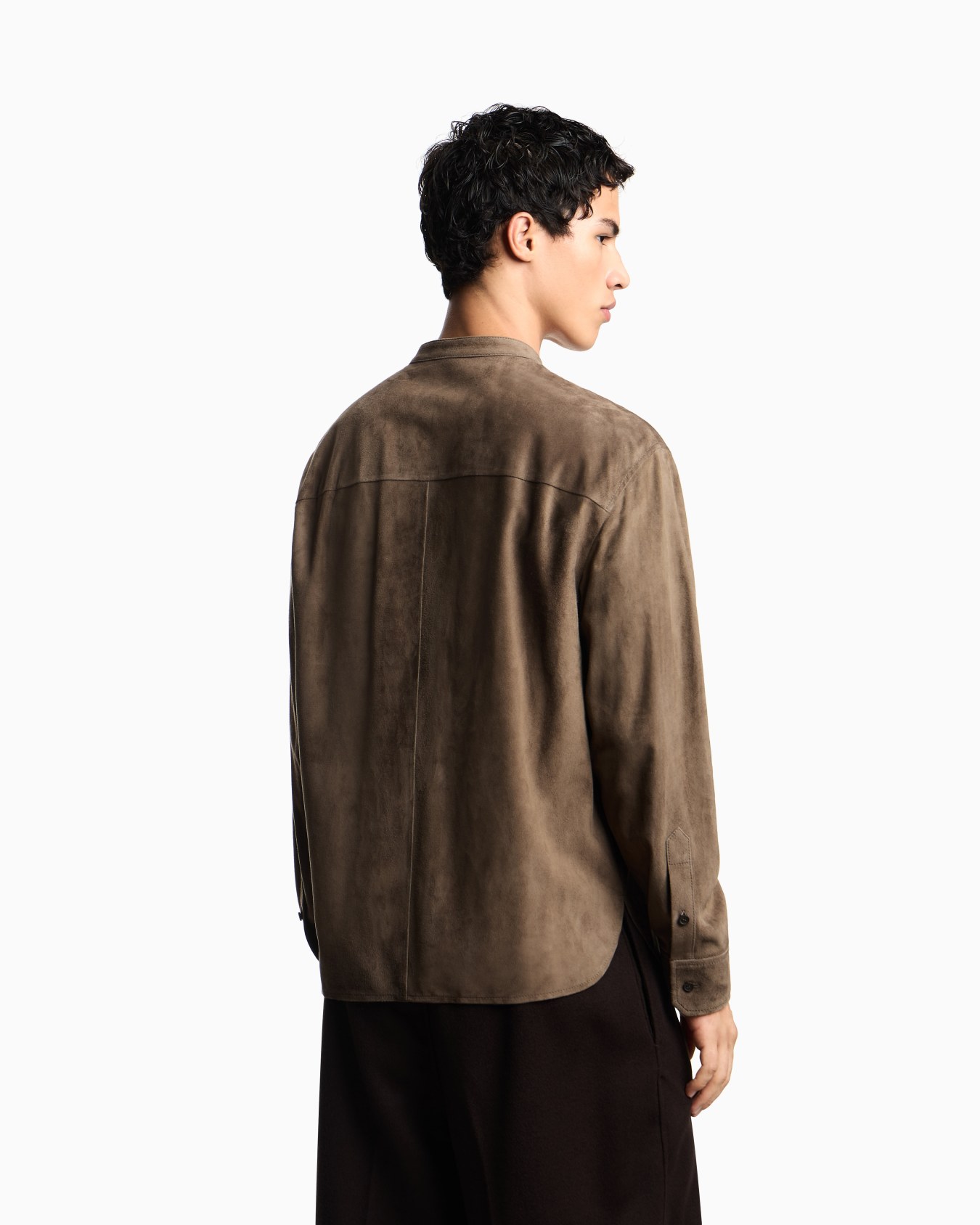 Goat suede shirt jacket with guru collar Slide 2