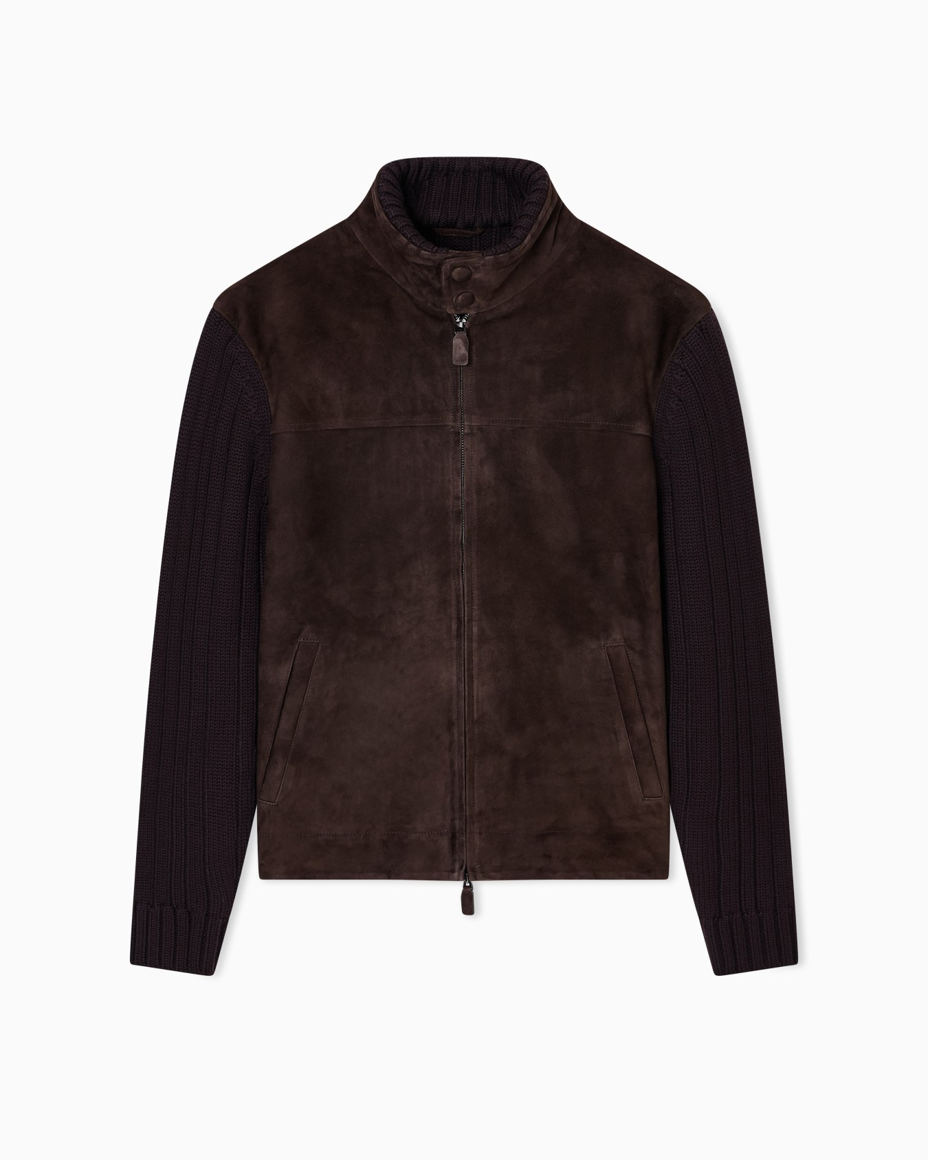 Suede and wool-blend knit blouson Slide 0