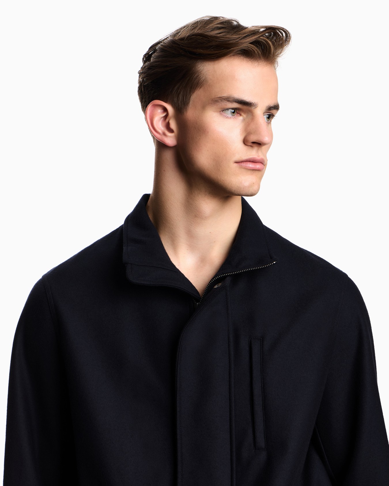 Full-zip wool jersey pea coat Slide 4