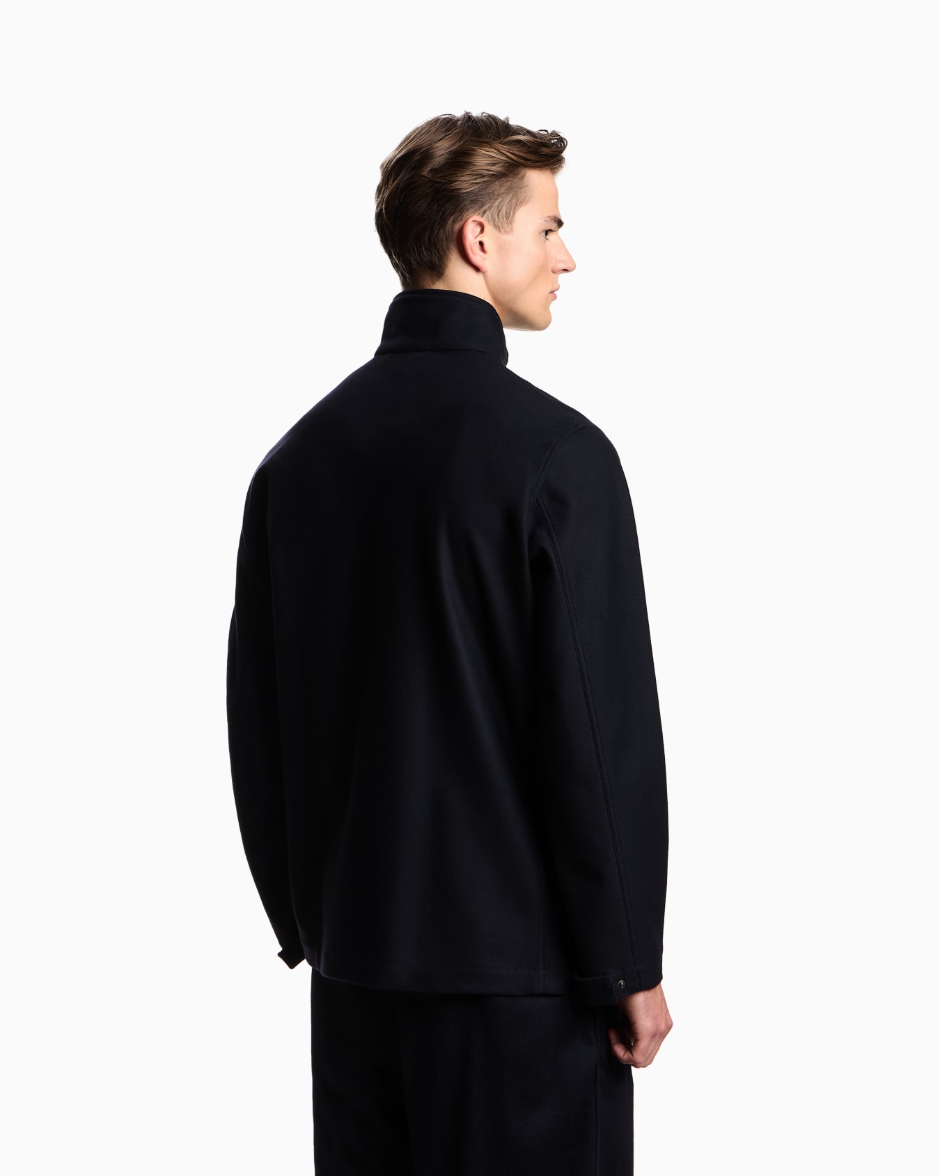 Full-zip wool jersey pea coat Slide 2