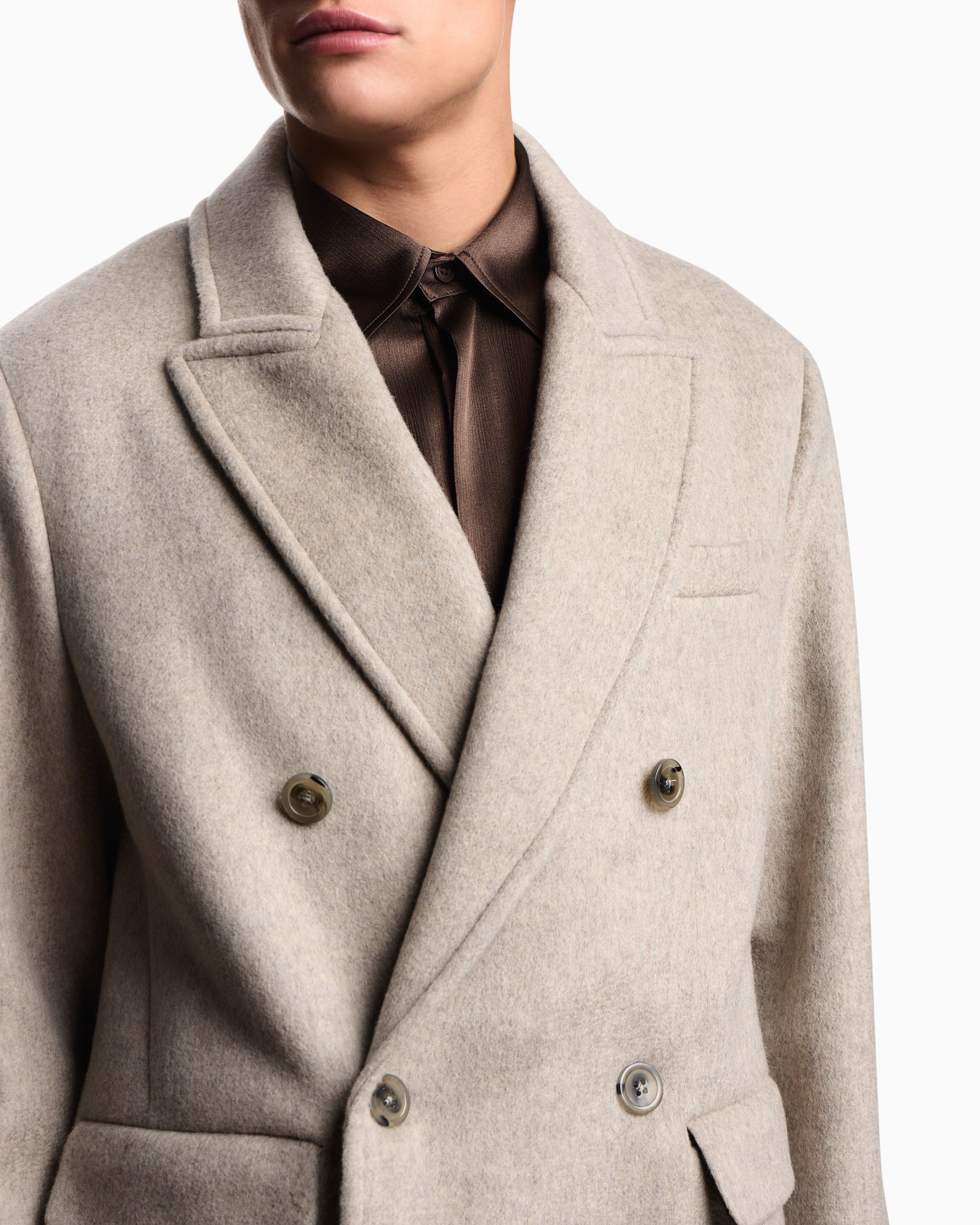 Double-breasted pea coat in virgin-wool bonded drap cloth Slide 4