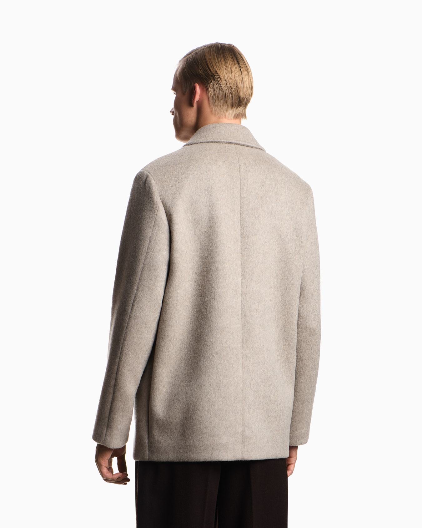 Double-breasted pea coat in virgin-wool bonded drap cloth Slide 2