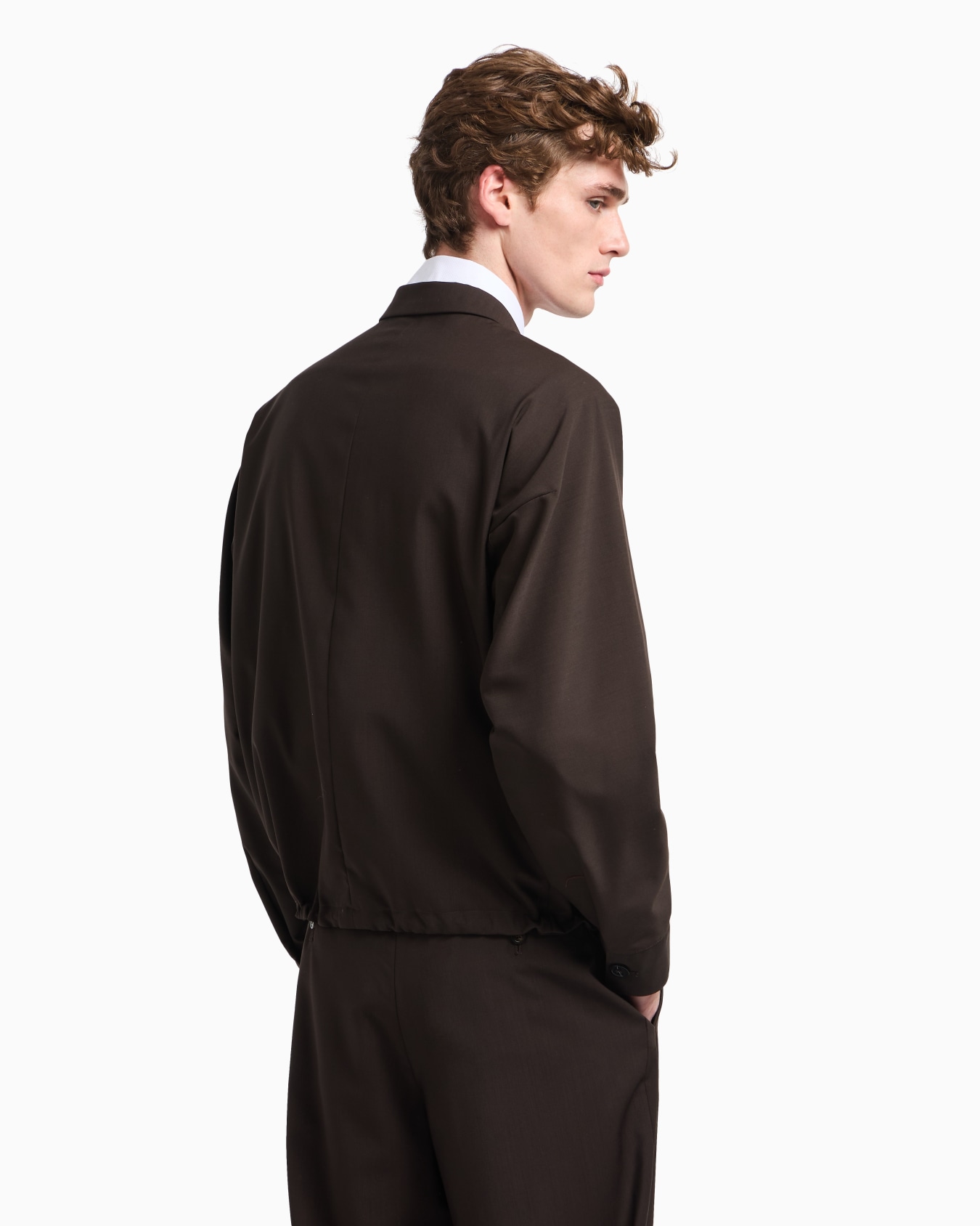 Giacca camicia con zip in tela di fresco lana tropical Slide 3