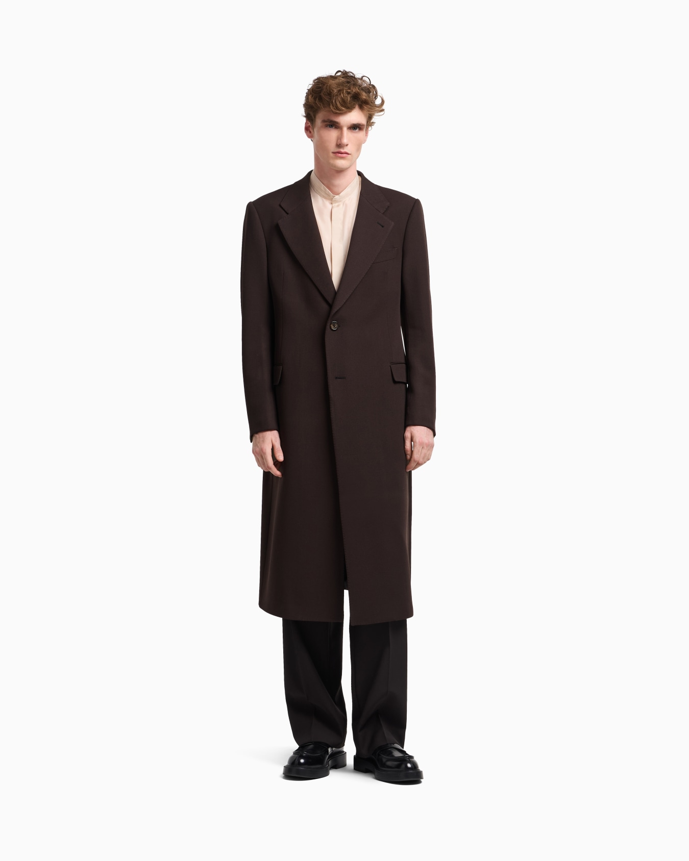 Single-breasted coat in granular virgin wool Slide 4