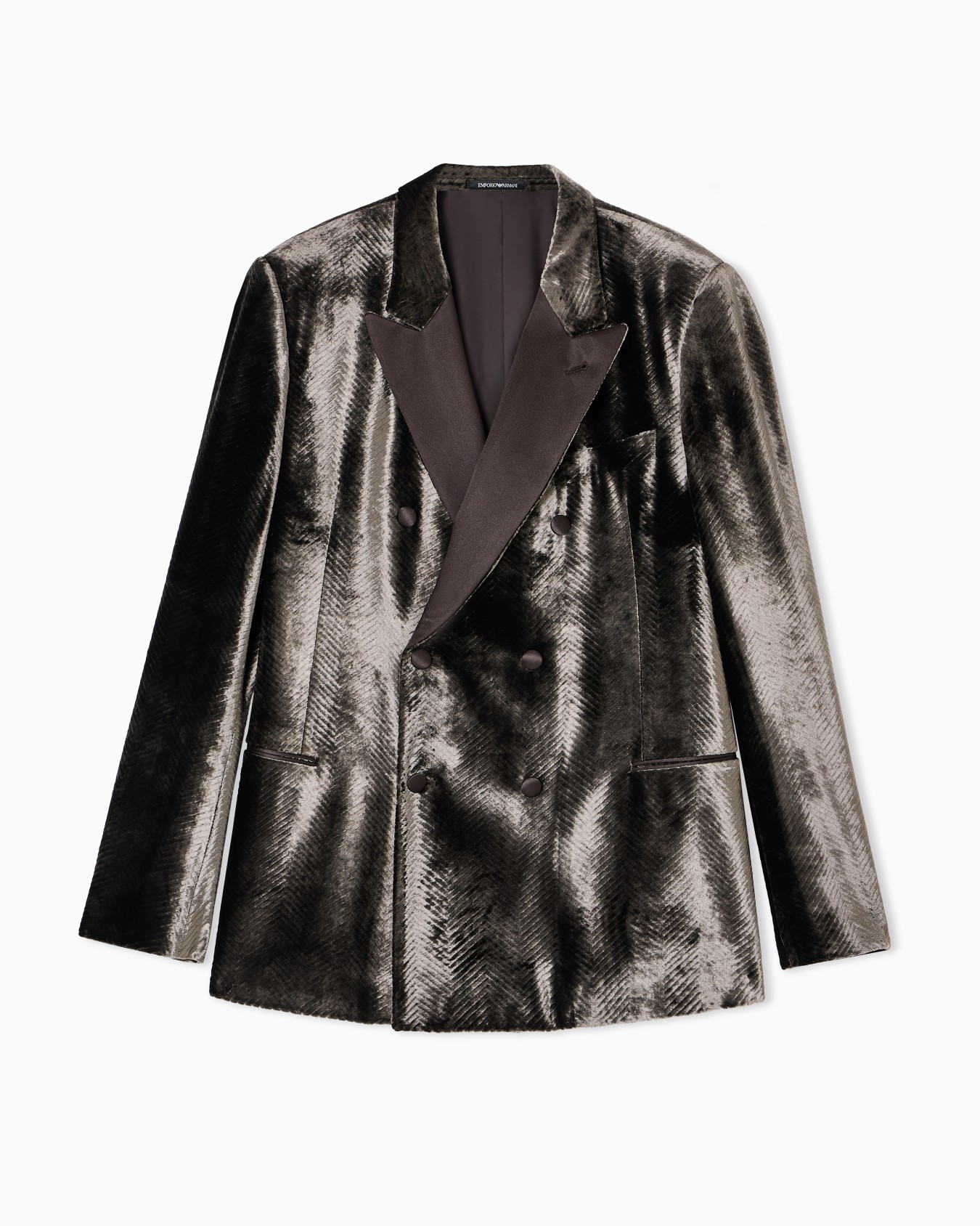 Veste à simple boutonnage en velours imprimé motif chevron Diapositive 0
