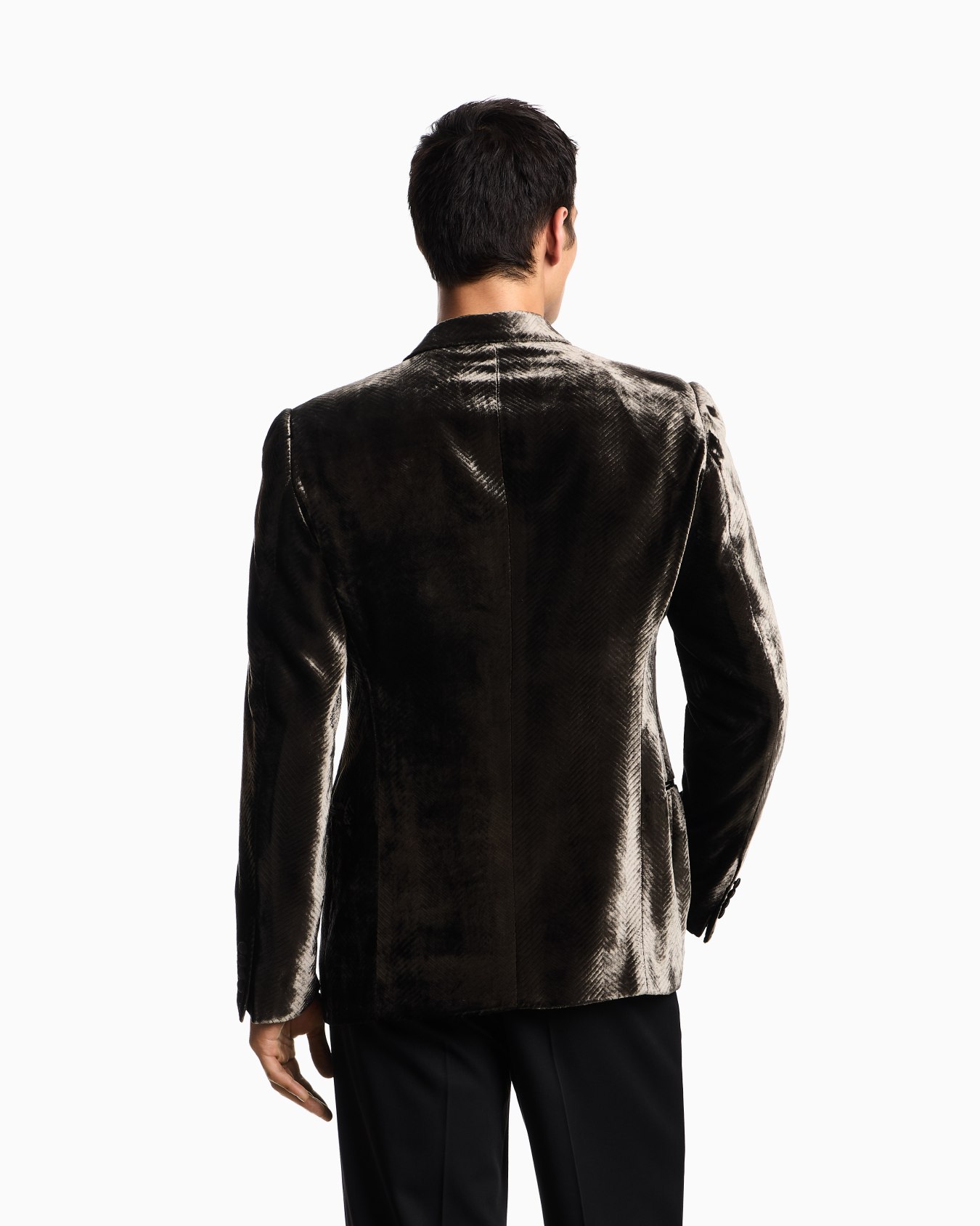 Veste à simple boutonnage en velours imprimé motif chevron Diapositive 2