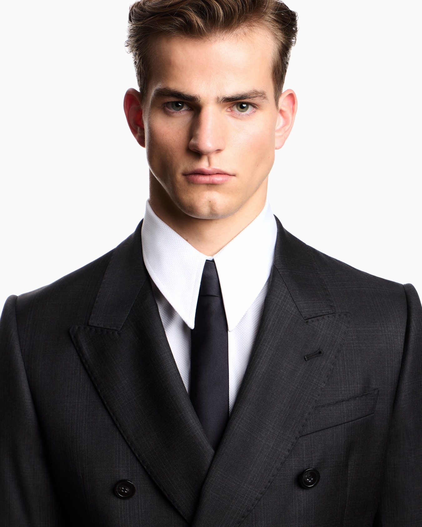 Double-breasted suit in mouliné Prince of Wales check virgin wool canvas Slide 3