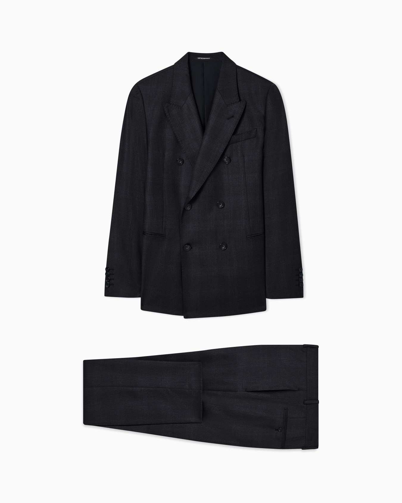 Double-breasted suit in mouliné Prince of Wales check virgin wool canvas Slide 0