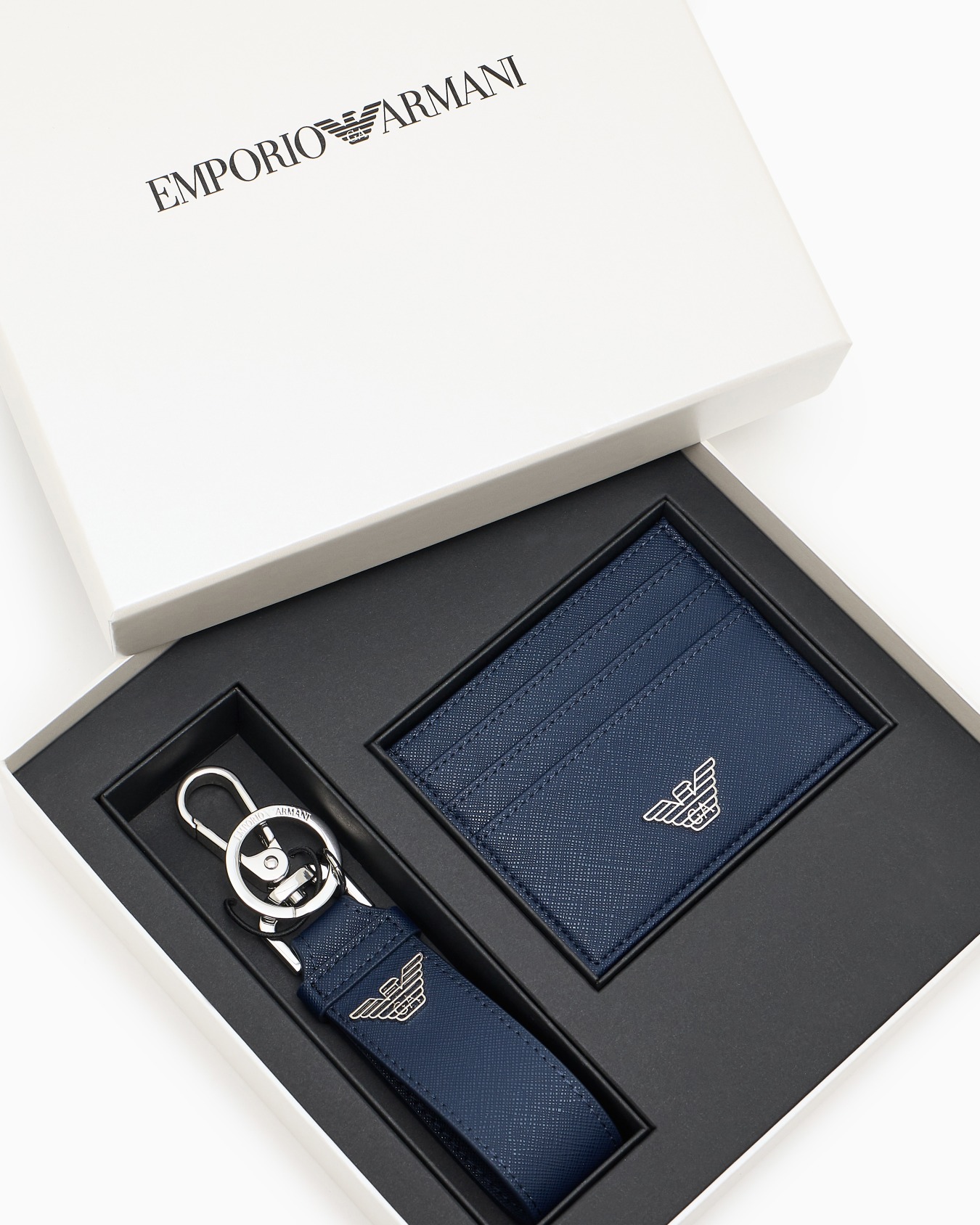 Coffret-cadeau avec porte-clés et porte-cartes en saffiano régénéré ASV Diapositive 3