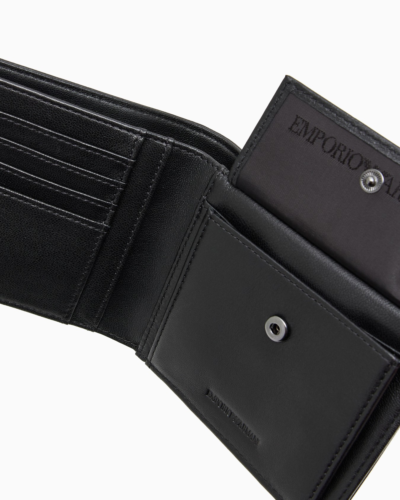 Nappa leather bifold wallet with geometric detail Slide 3